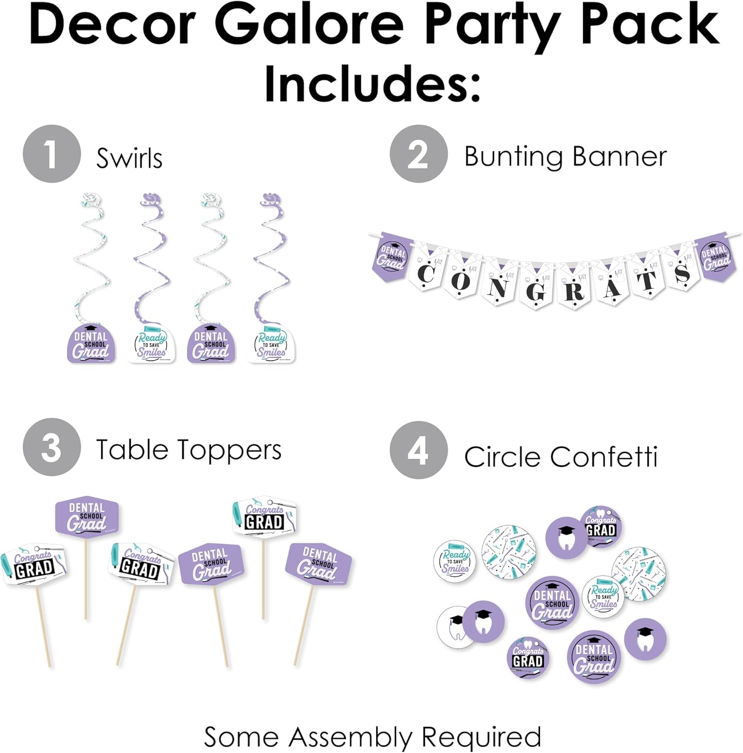 Dental School Grad Party Decor Kit - 51 Pieces