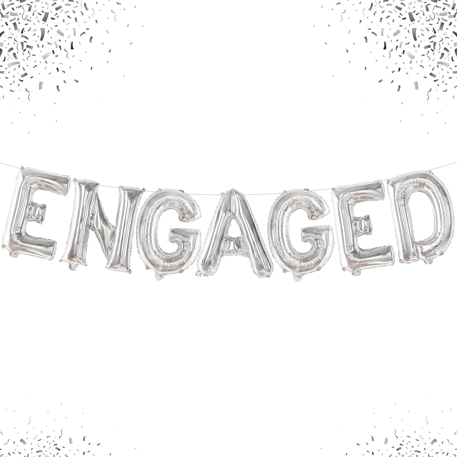 KatchOn Silver Foil Engagement Balloons 16 Inch