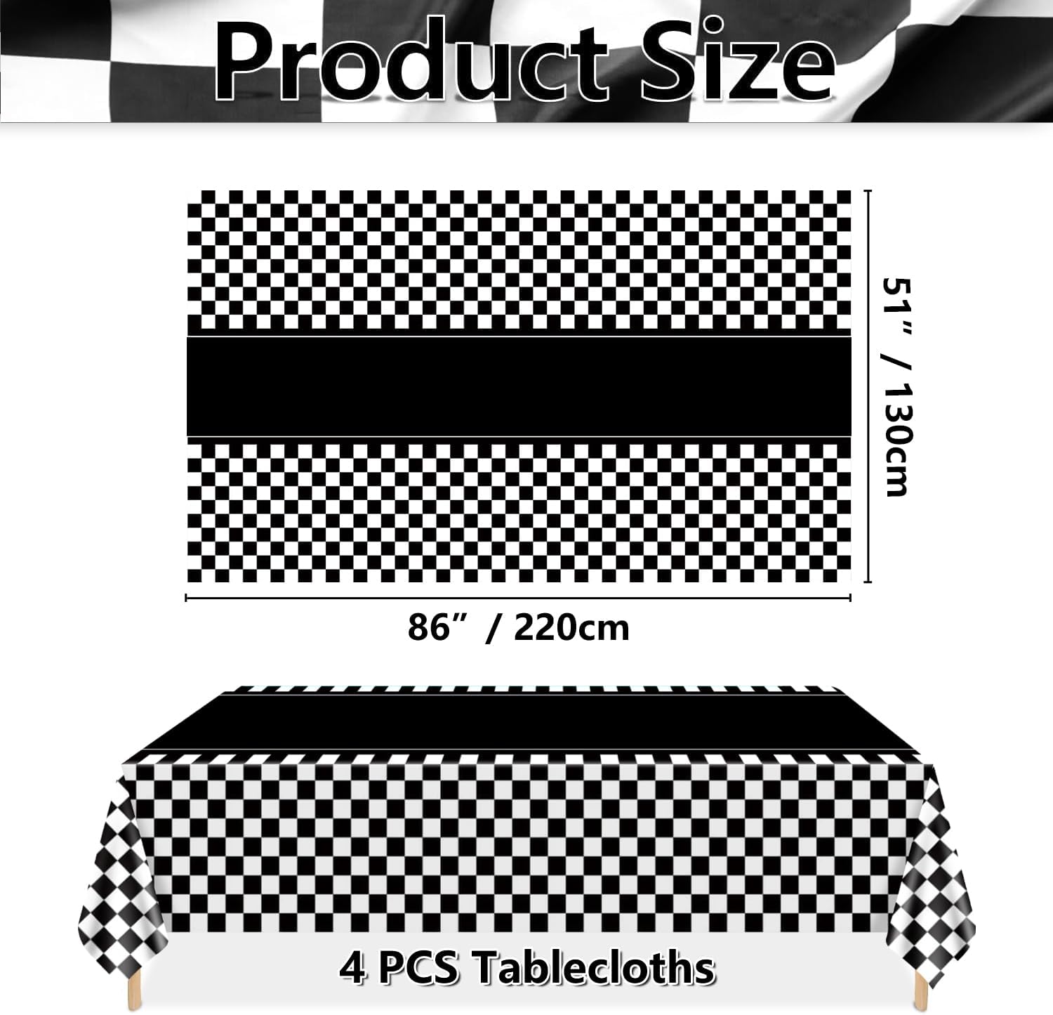 4 Pcs Racing Car Tablecloths for Birthday Party Decorations