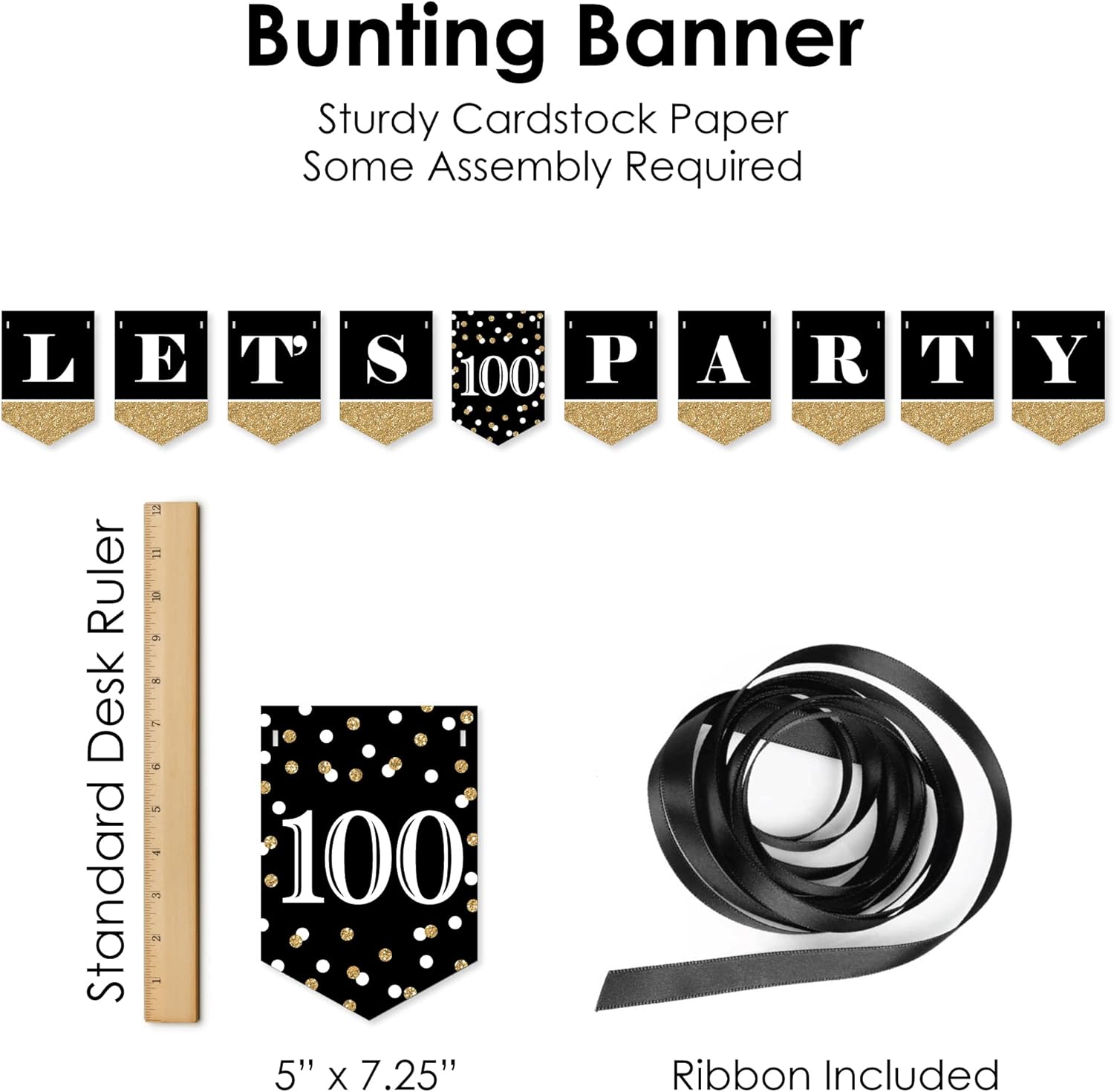 Big Dot of Happiness 100th Birthday Gold Decor Pack