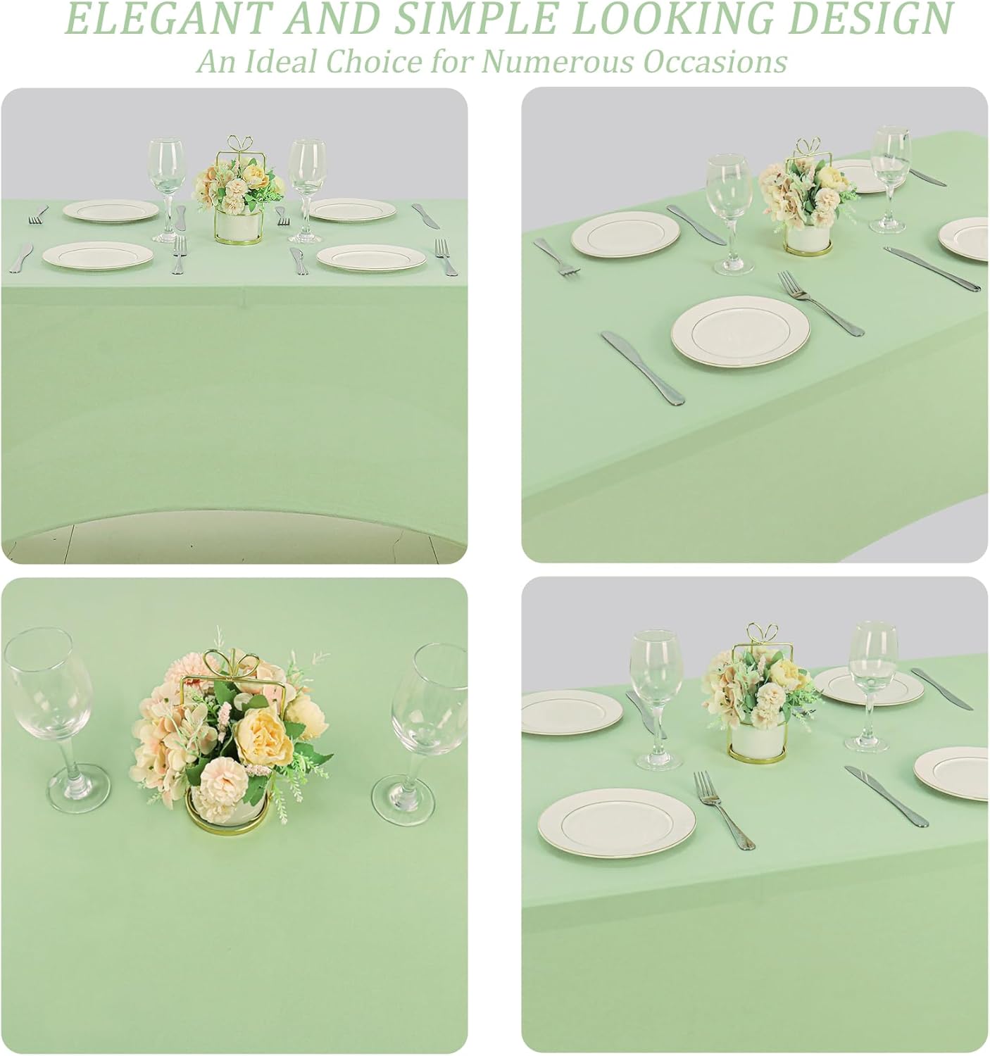 4 Pack 6FT Spandex Table Cover for Folding Tables Sage Green