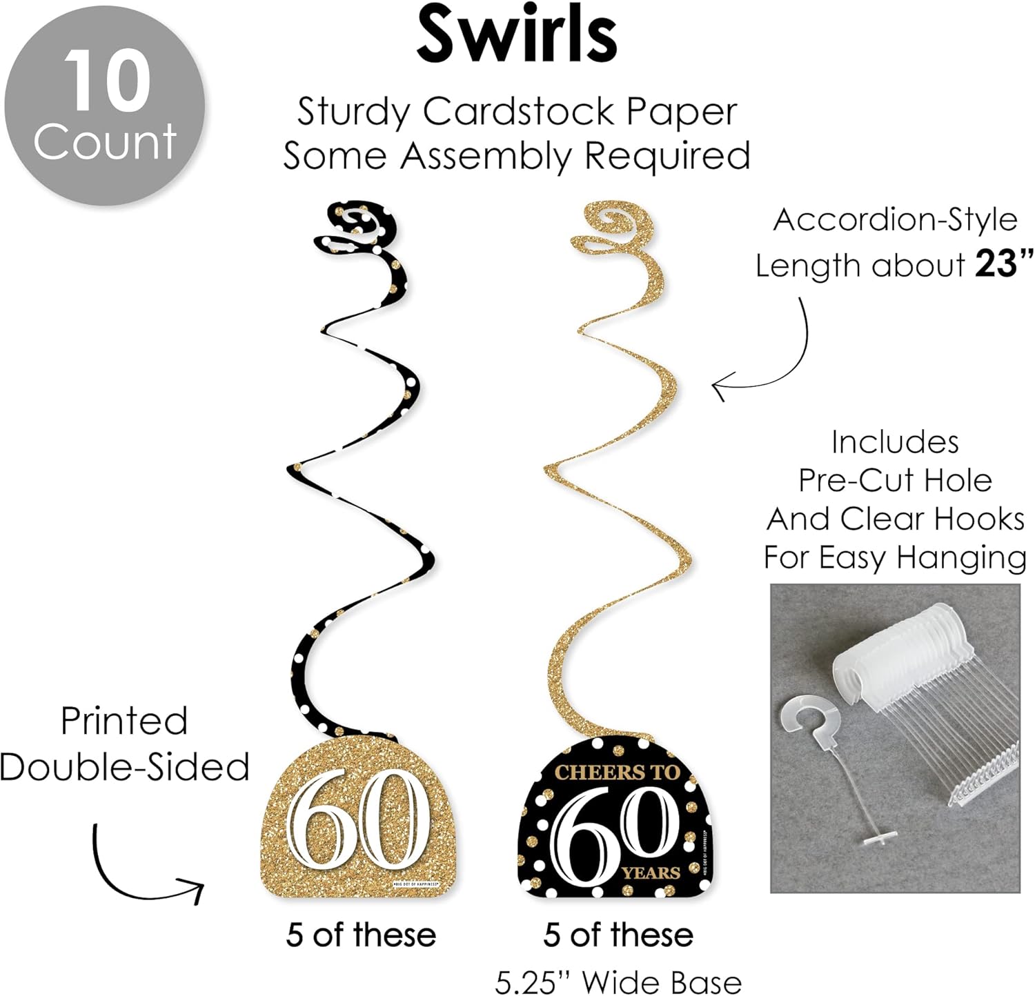 Big Dot of Happiness 60th Birthday Gold Decor Kit
