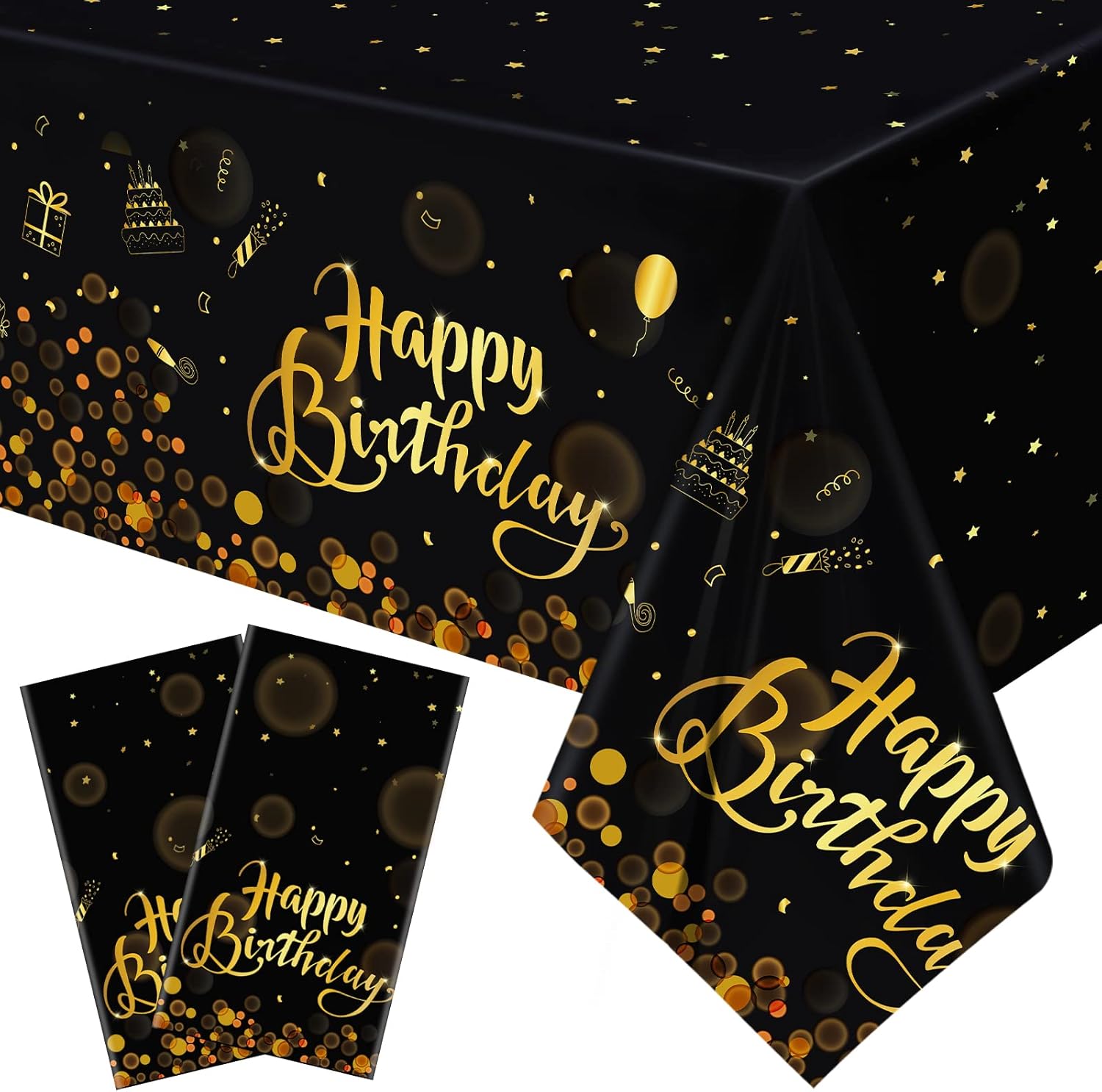 TURSTIN 2 Pack Happy Birthday Tablecloths