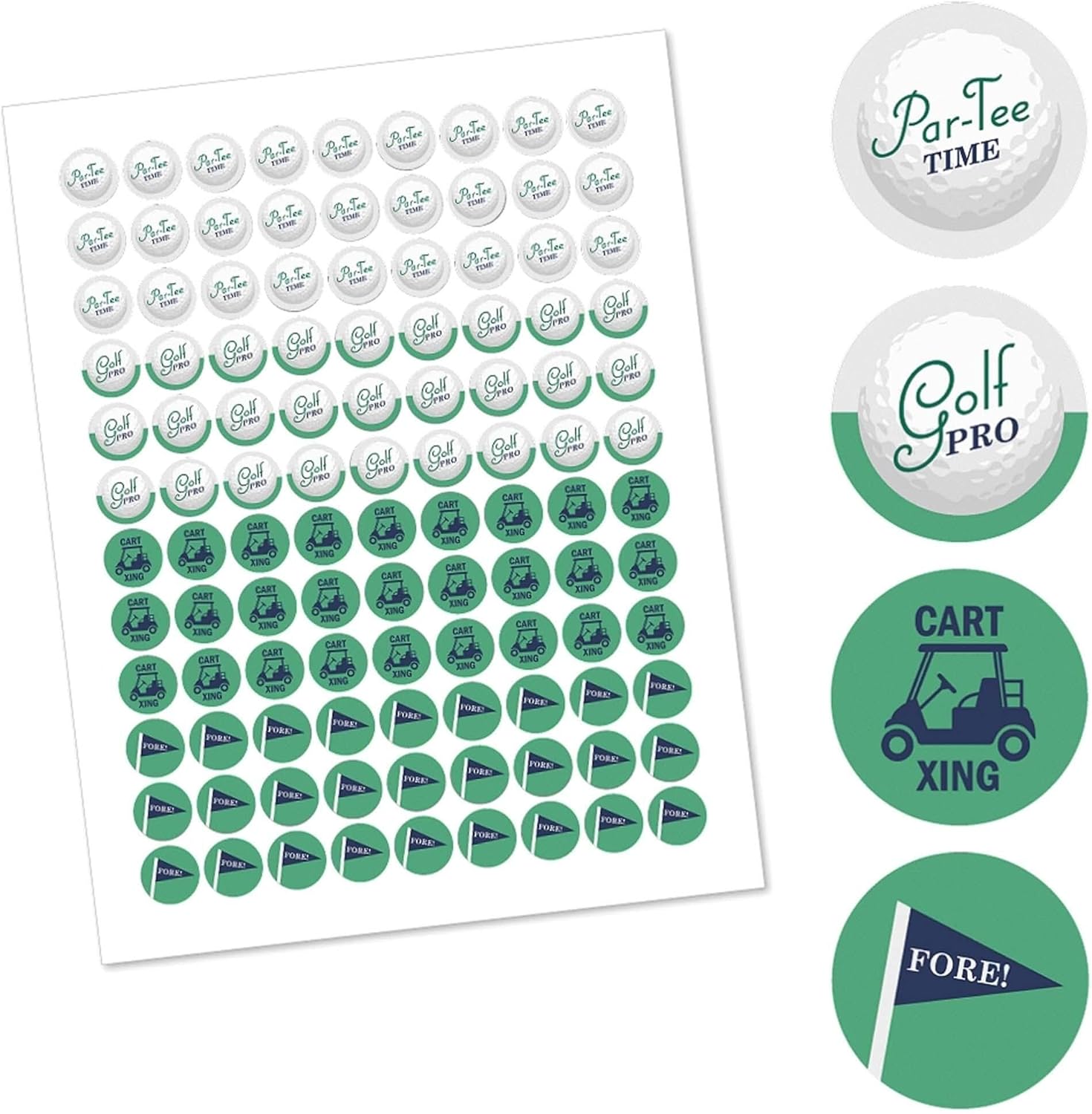 Par-Tee Time Golf Round Candy Stickers 108 Stickers