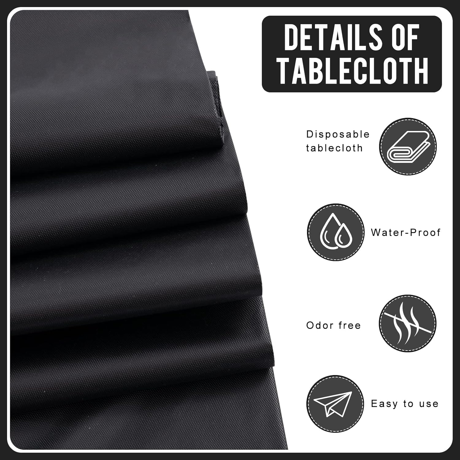 Eleclassi Black 12 Pack Premium Plastic Table Cloth for 8-Foot Tables