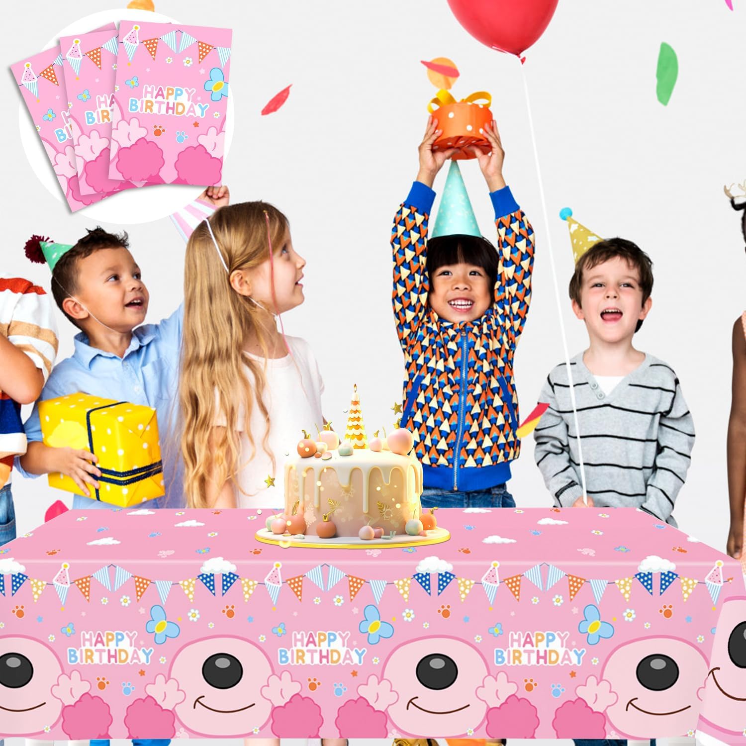 3Pcs Happy Birthday Tablecloth with Animal Theme