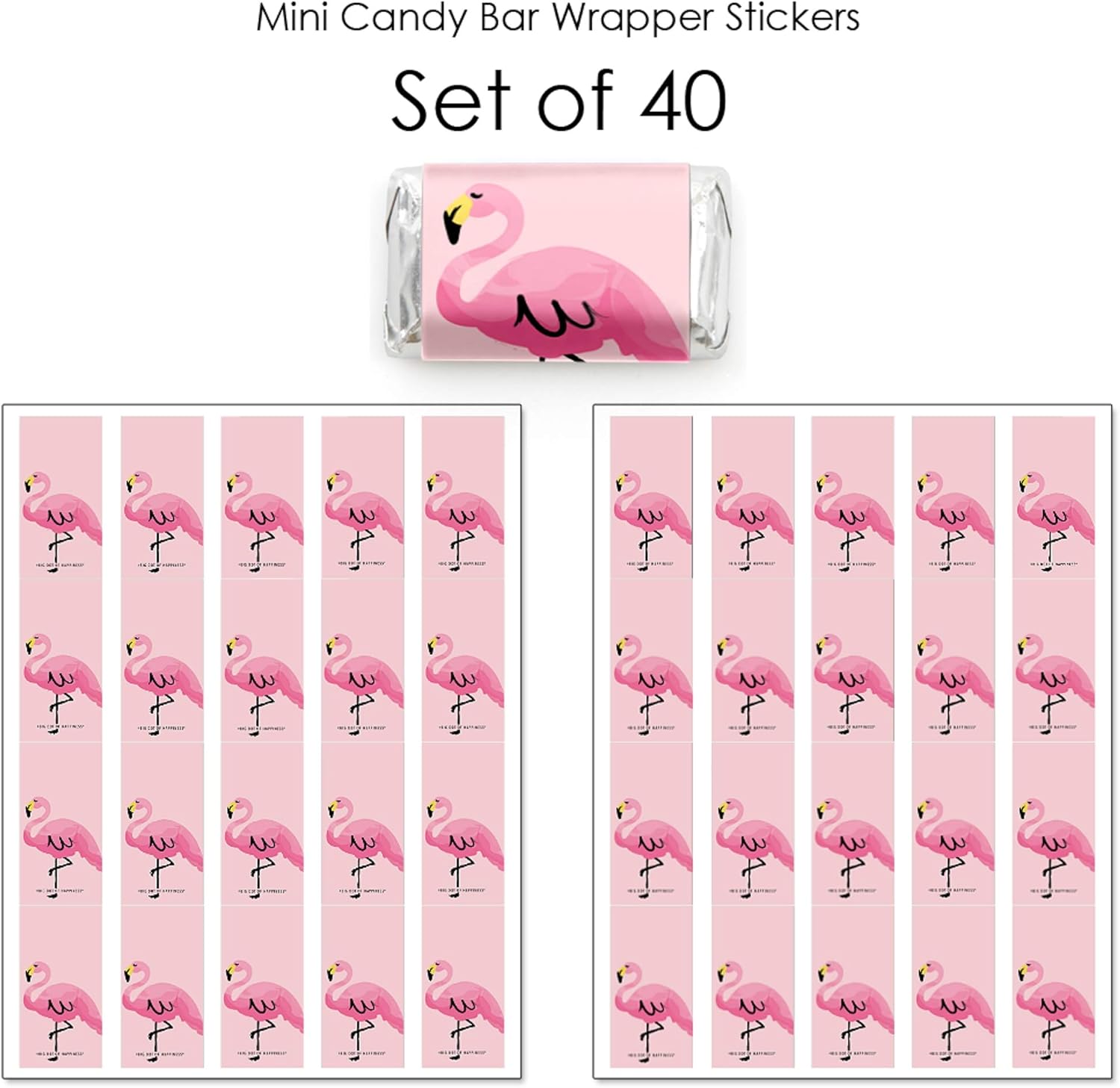 Big Dot of Happiness Pink Flamingo Mini Candy Bar Wrappers 40 Count