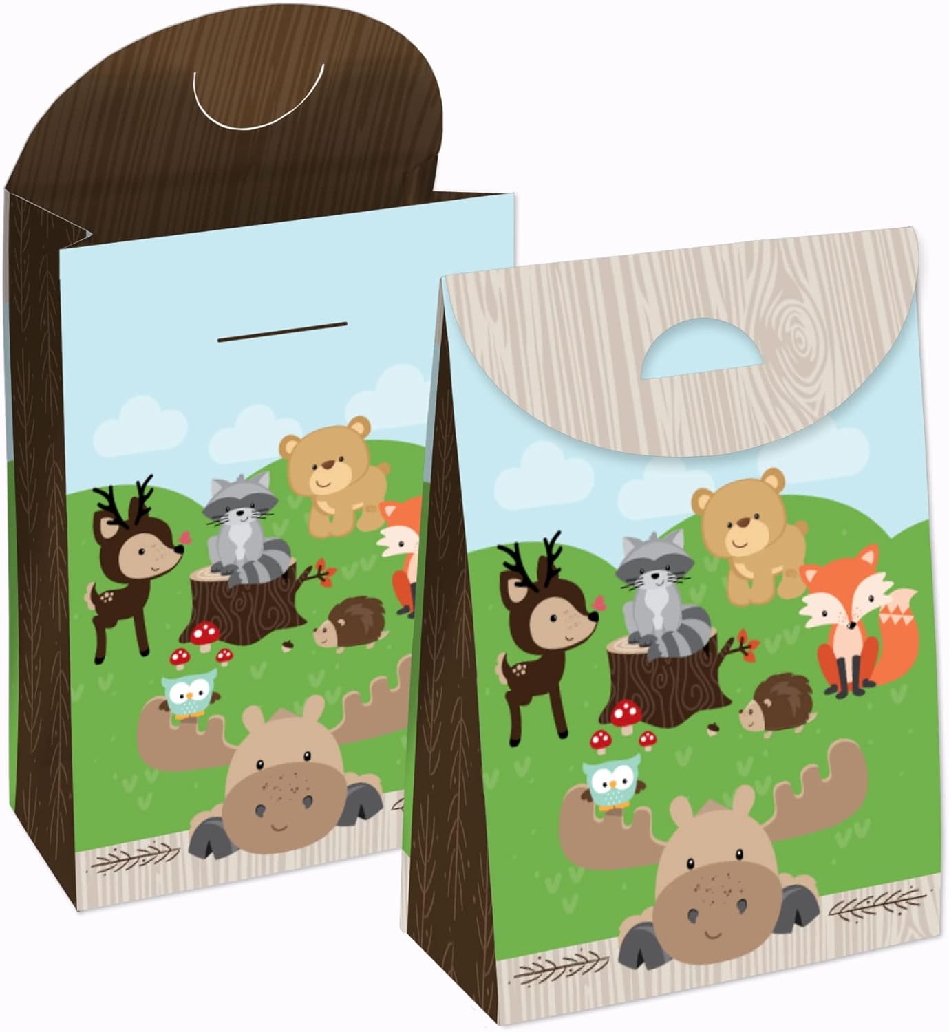 Big Dot of Happiness Woodland Creatures Party Favor Bags Set of 12