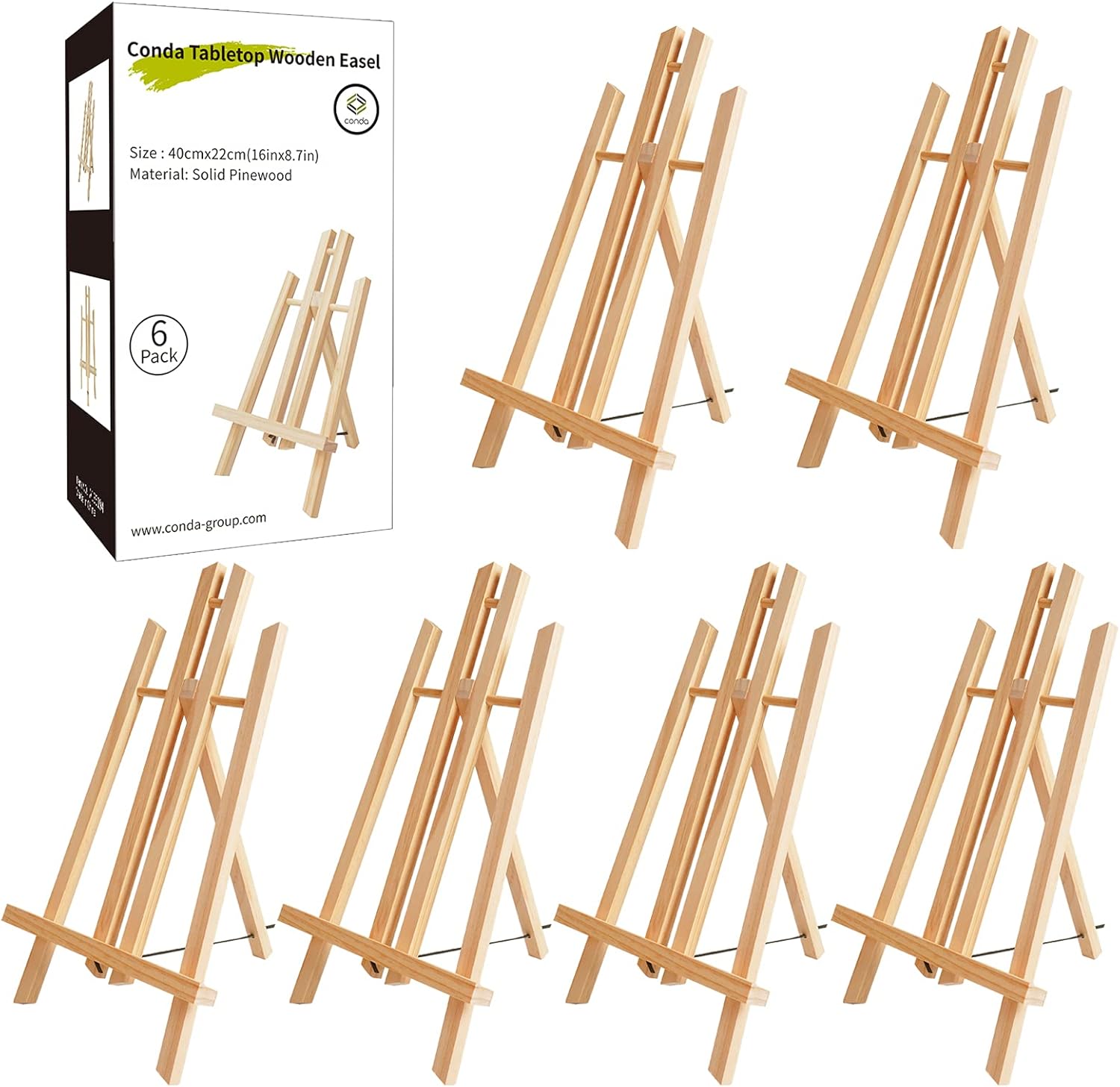 CONDA 6 Pack 16 Inch Tabletop Easel Set