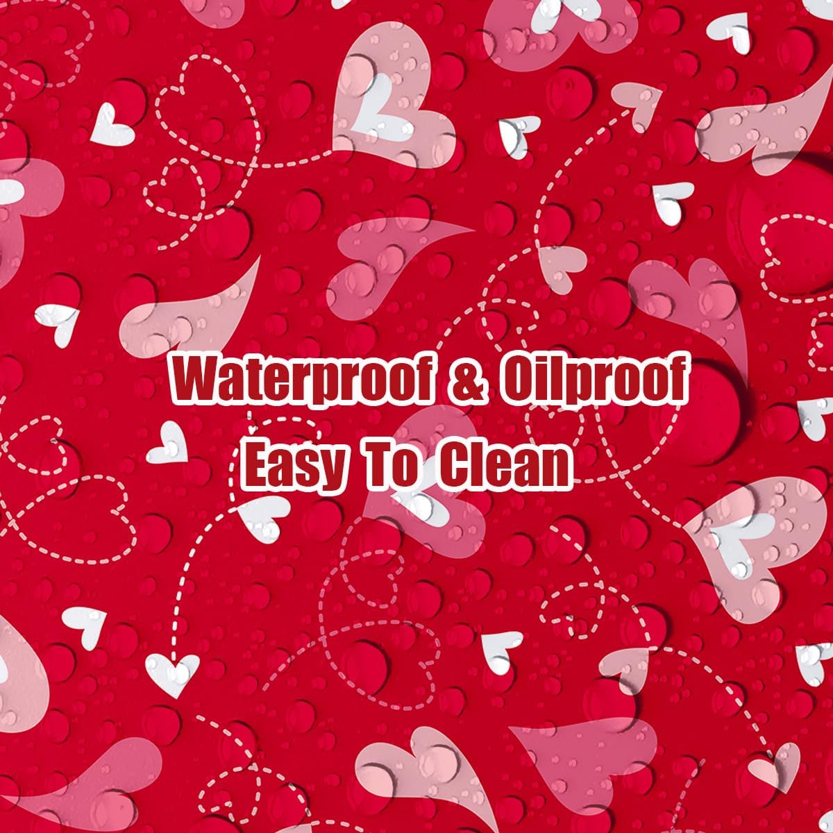 VARACL 3 Pack Valentine Day Tablecloth 108x54 Red Heart Vinyl