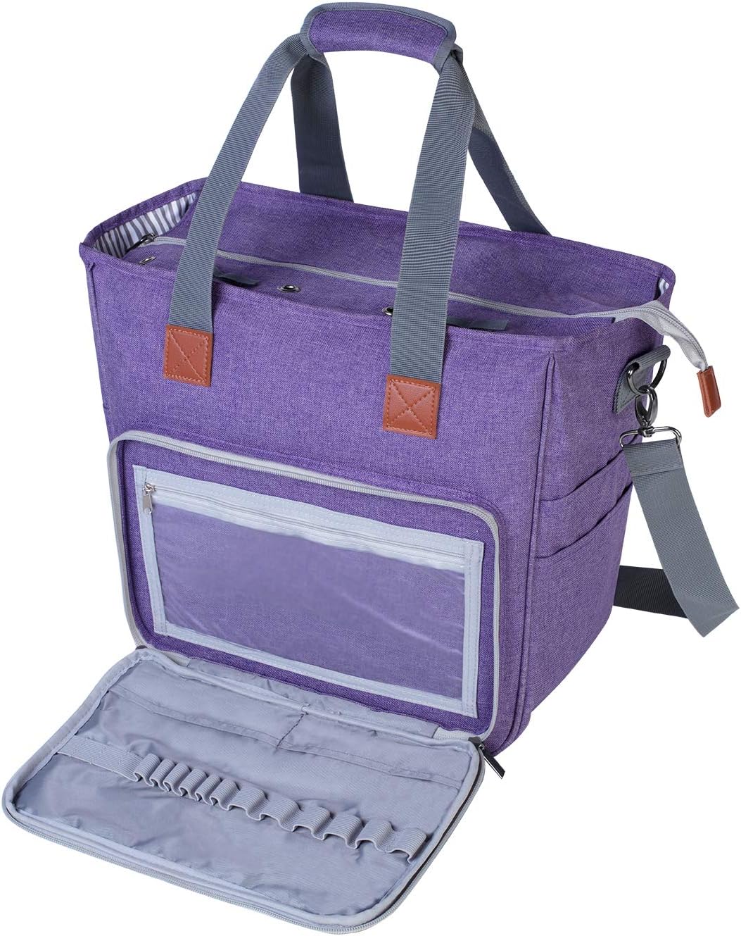 LUXJA Knitting Bag with Shoulder Straps Purple