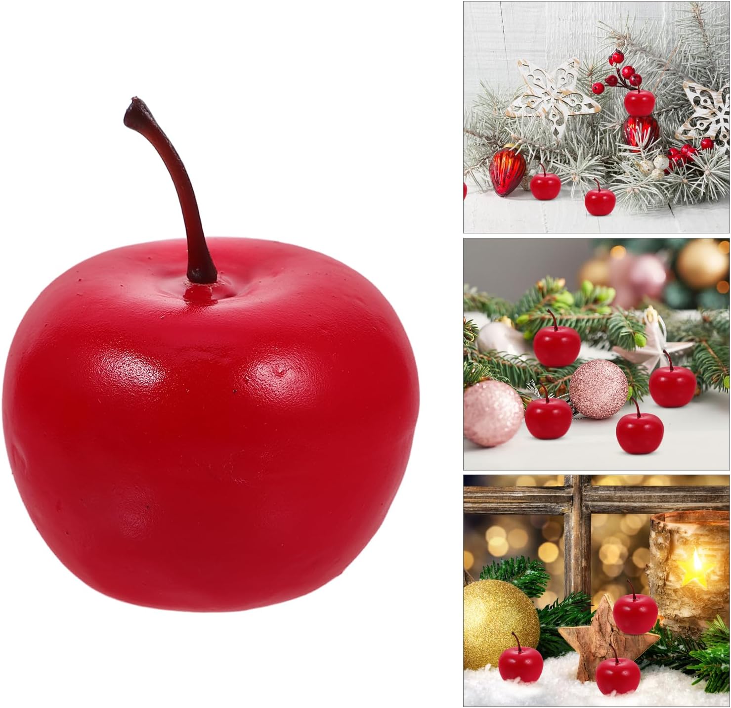 LOGOFUN 12pcs Red Christmas Artificial Fruit Props