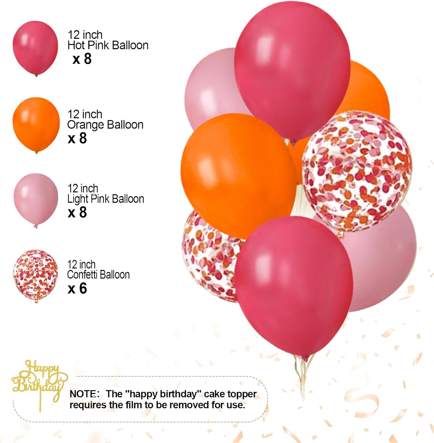 Pink and Orange Birthday Party Decorations Set