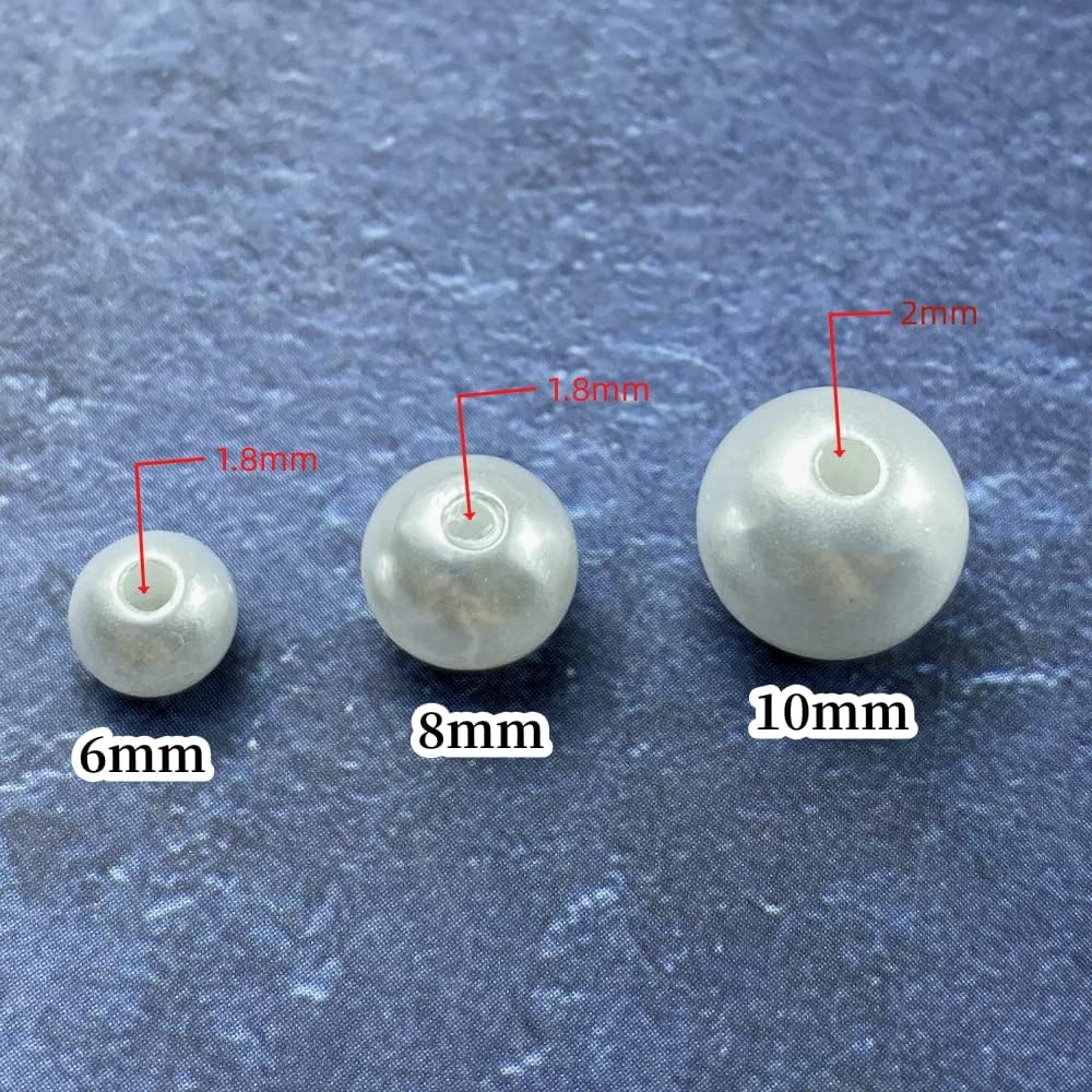 Pearl Beads 800 Pcs 6mm Round Spacer Beads for Jewelry DIY Crafting