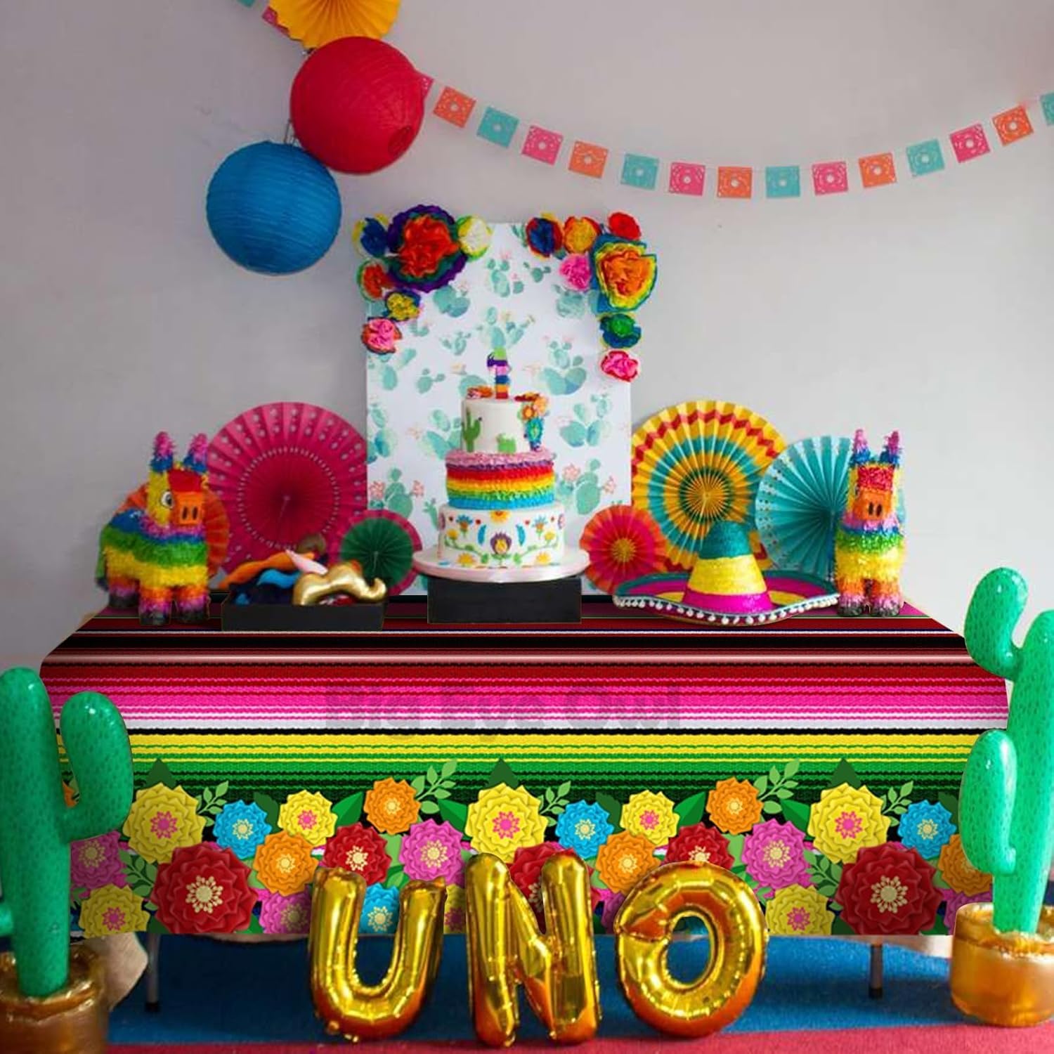 Mexican Fiesta Plastic Tablecloth 54x108 Inch