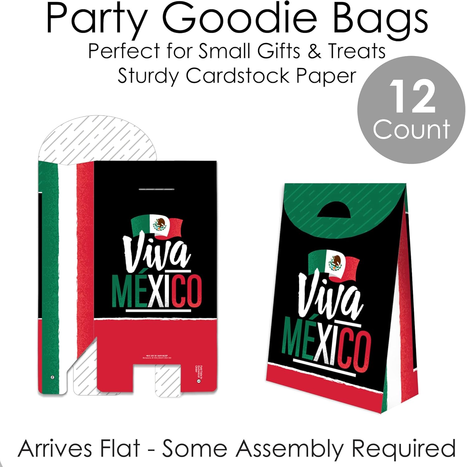 Big Dot of Happiness Viva Mexico Party Favor Bags Set of 12