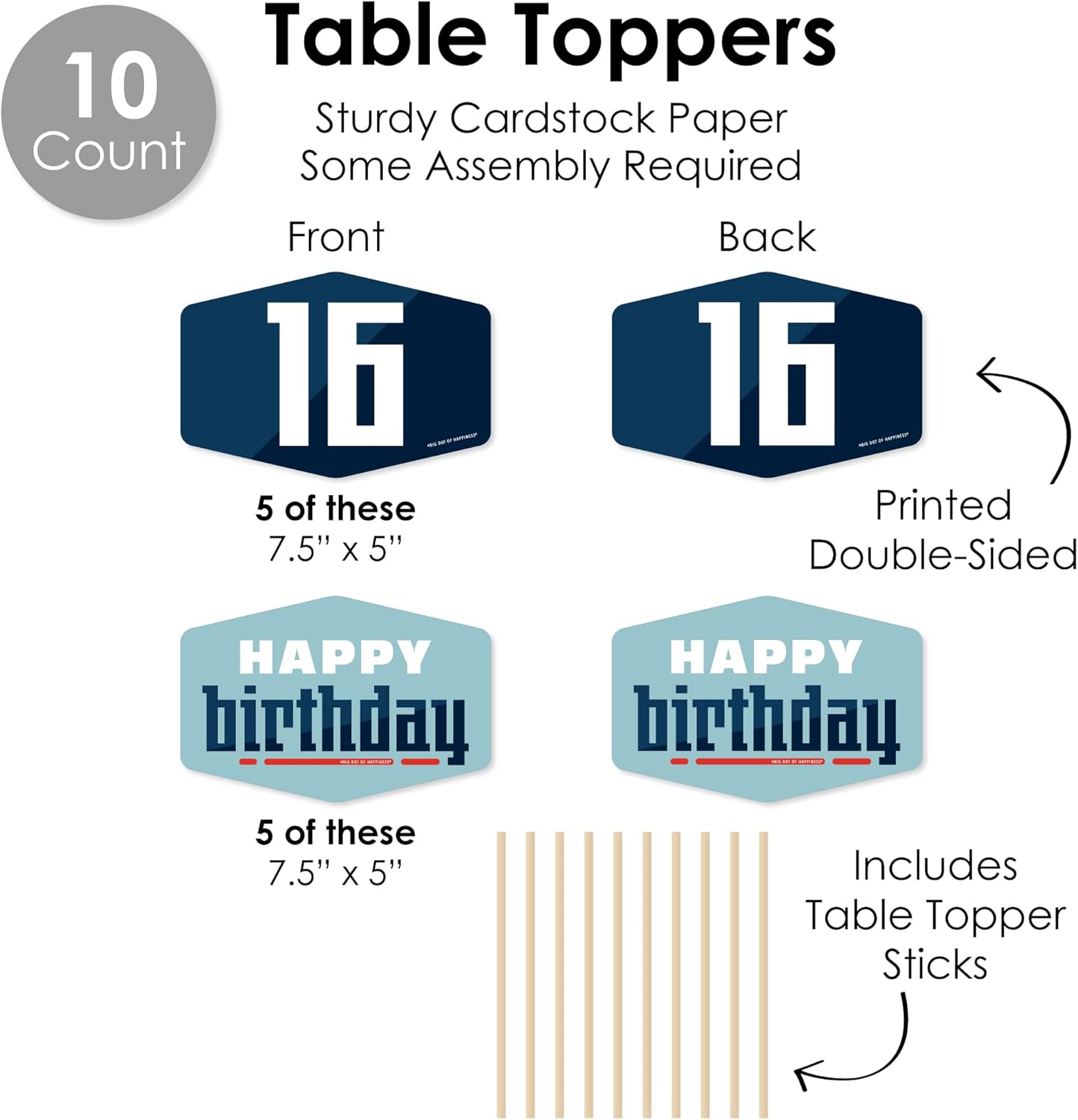 Big Dot of Happiness Boy 16th Birthday Party Decor Kit