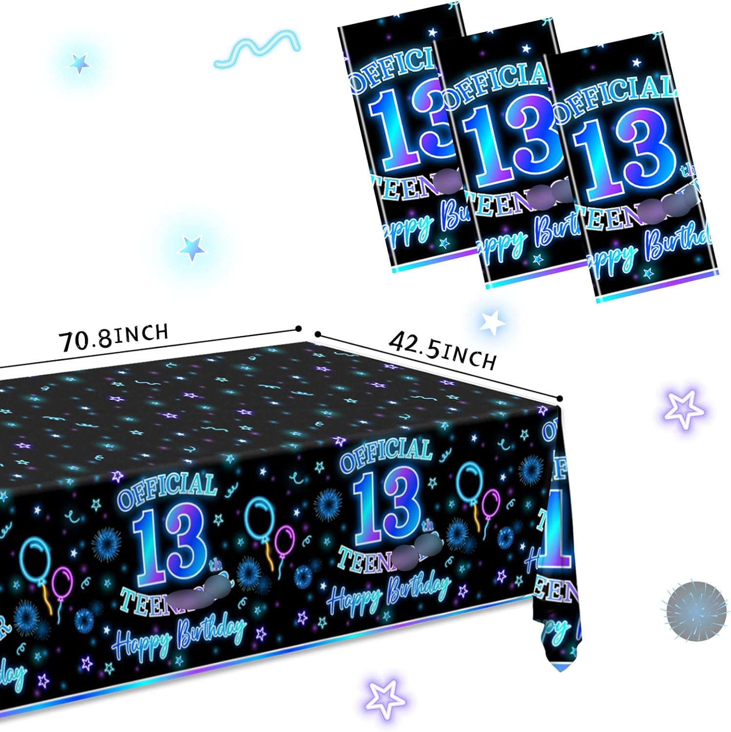 HAKOTI 3Pack 13th Birthday Tablecloth Decorations