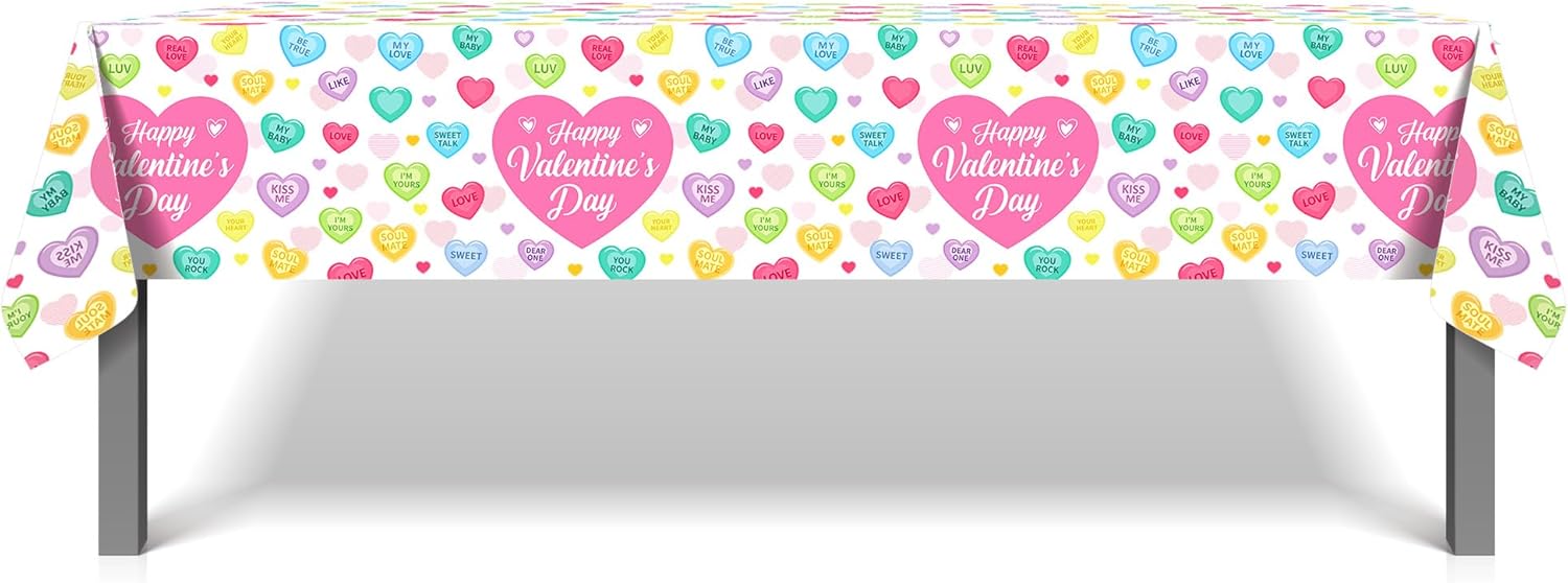 Love Heart Pattern Disposable Tablecloths for Valentine Day