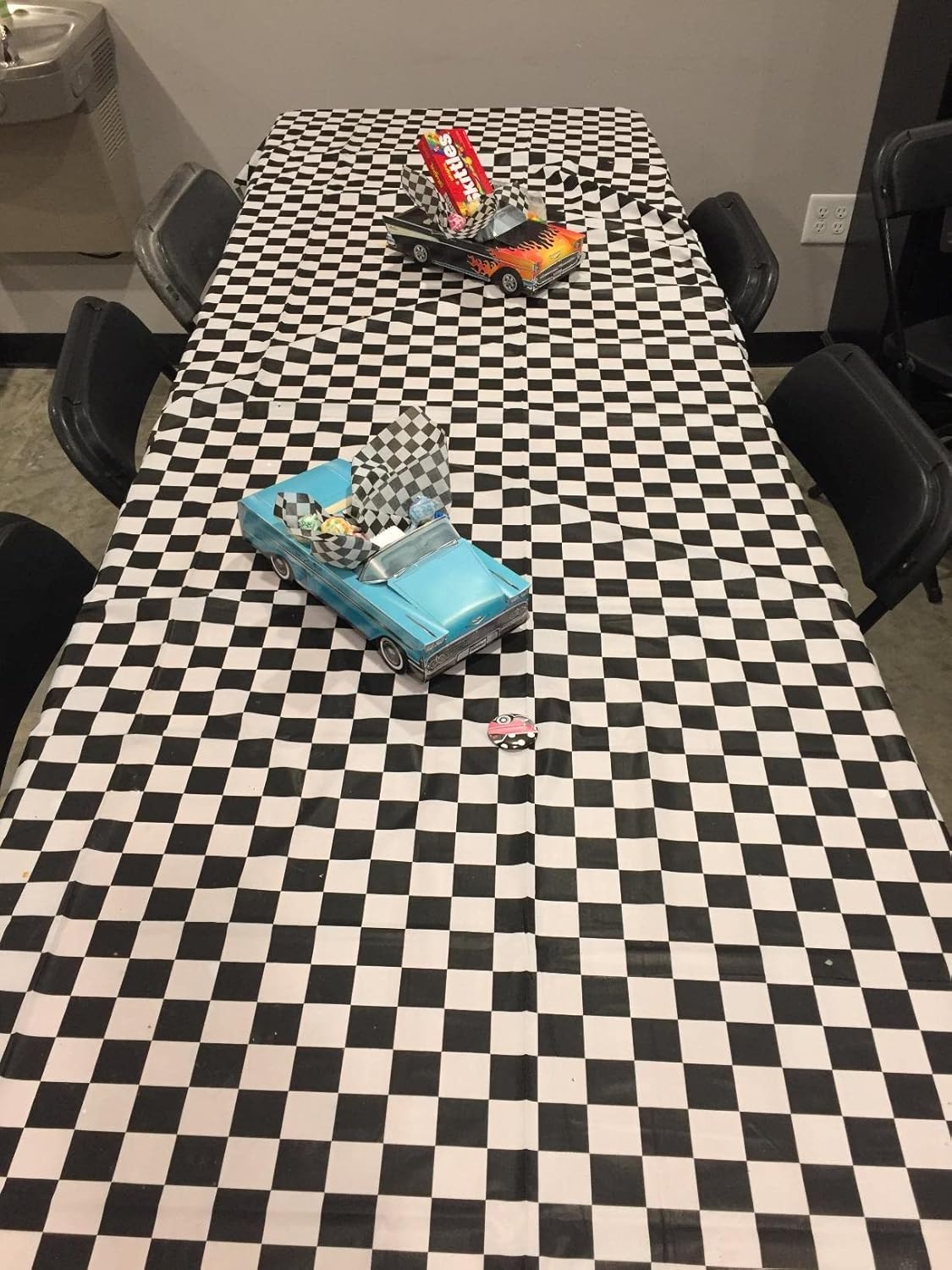 Oojami Pack of 6 Black White Checkered Table Cover