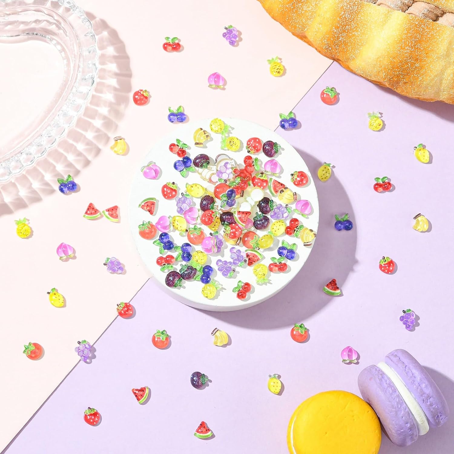 LiQunSweet 110 Pcs 11 Styles Fruit Resin Cabochons for DIY Jewelry