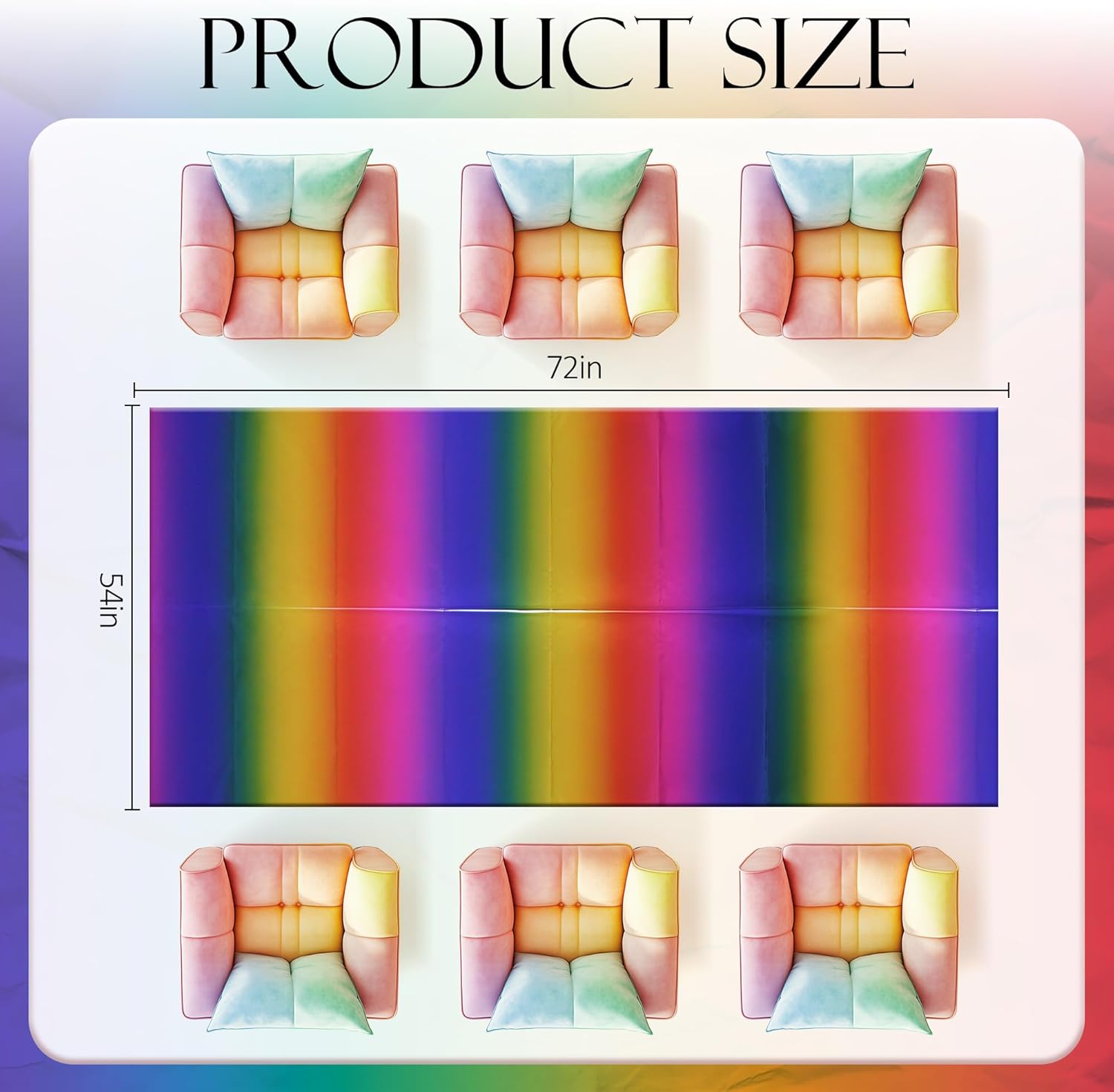 1 Piece Tie Dye Rainbow Tablecloth 54x72 Inch