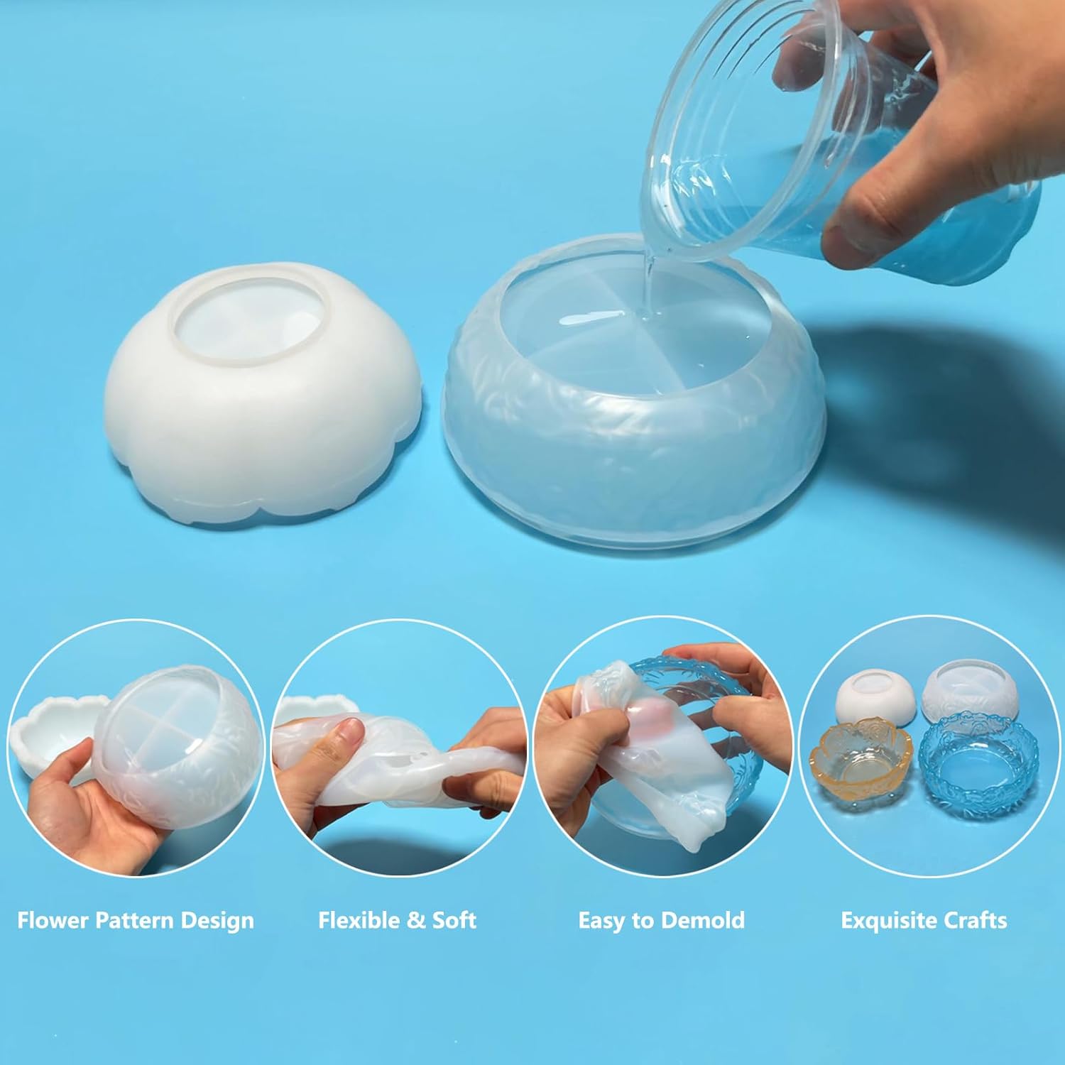 Flower Bowl Resin Molds for DIY Crafts