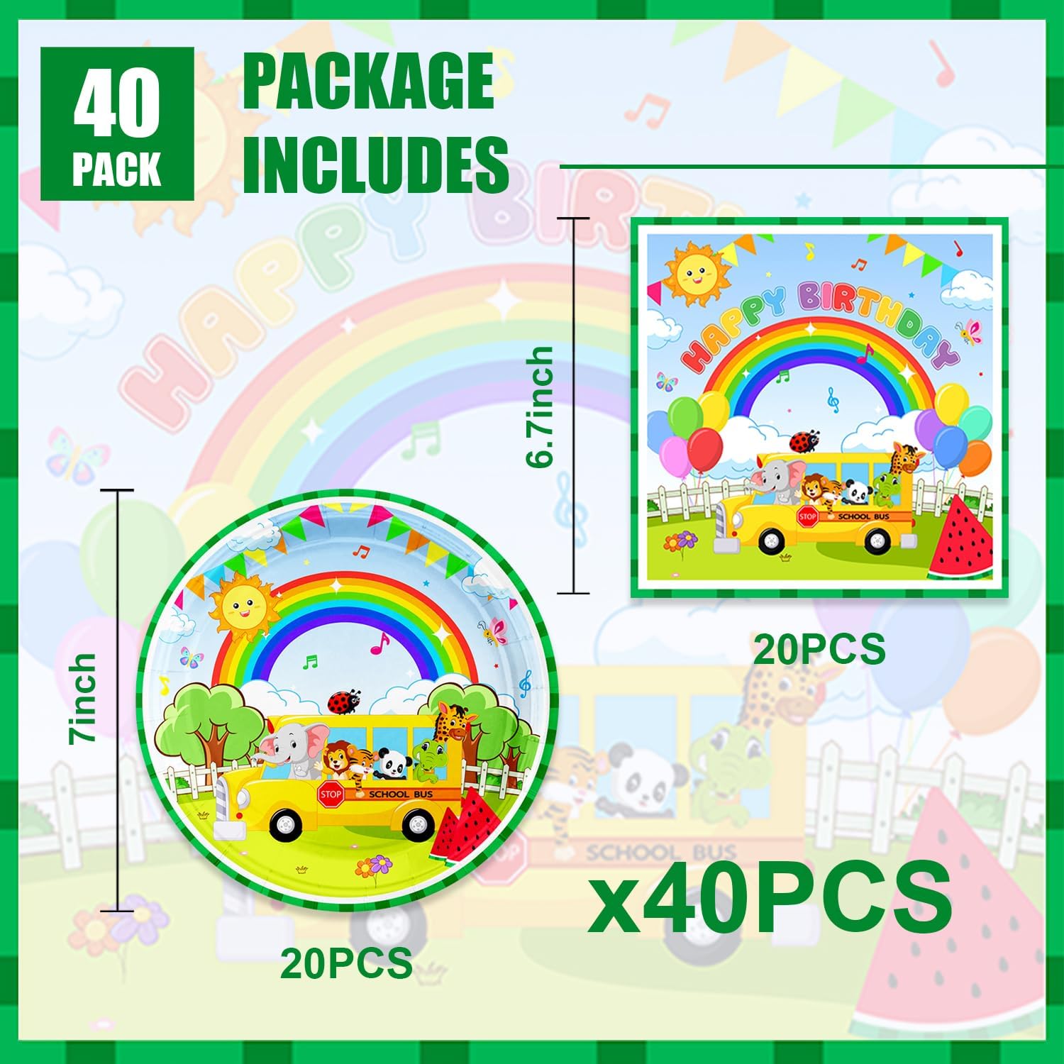 40Pcs Watermelon Party Decorations for Kids