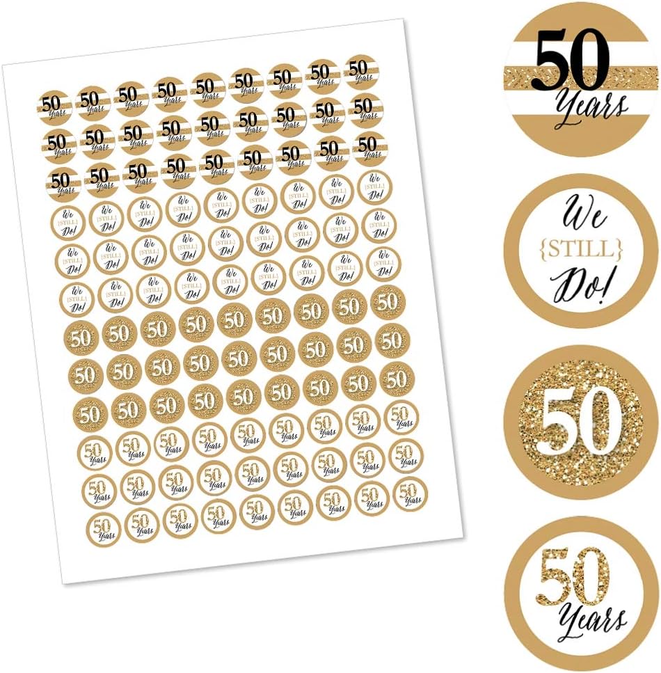 Big Dot of Happiness 50th Wedding Anniversary Round Candy Stickers