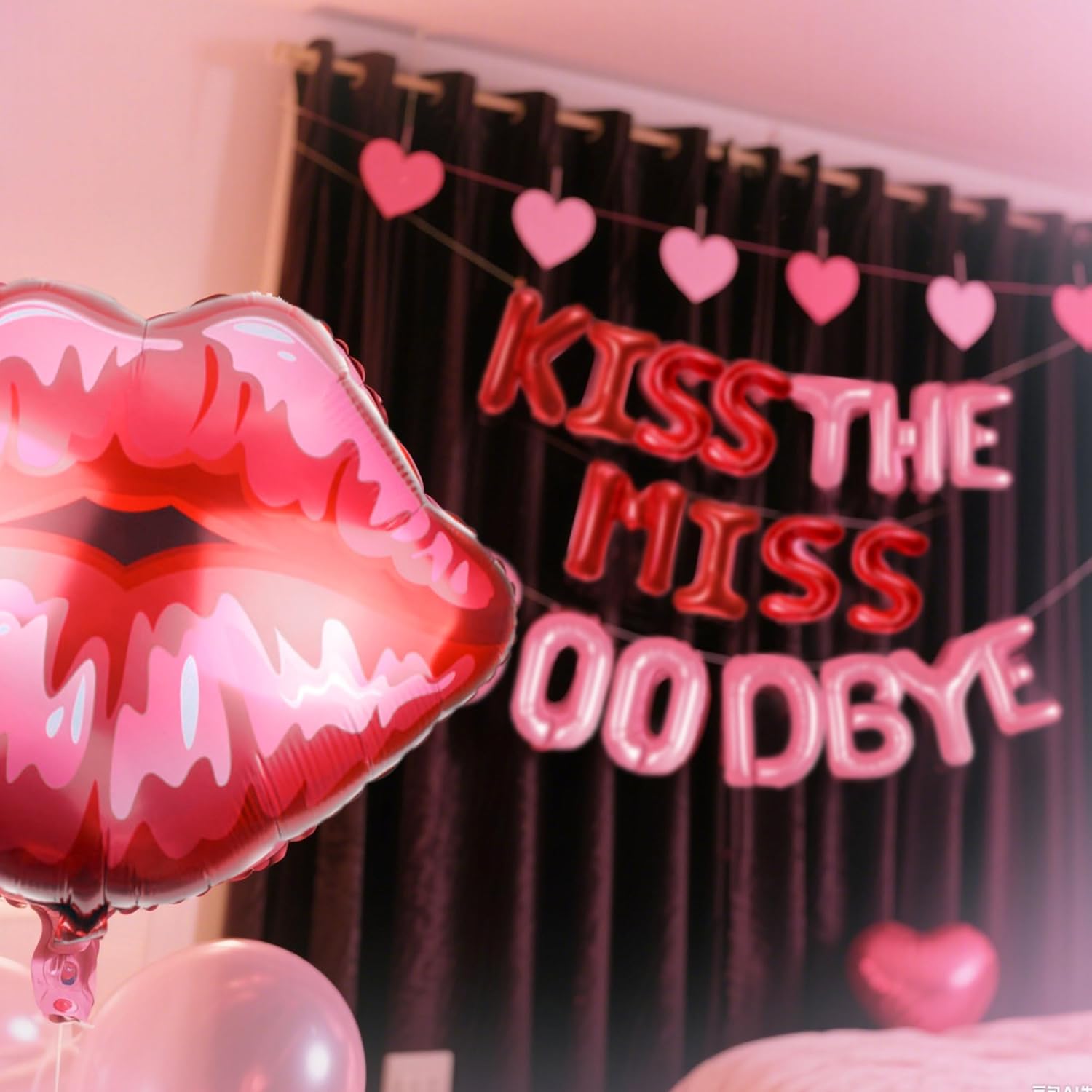 Kiss The Miss Goodbye Balloon Banner Bachelorette Decor
