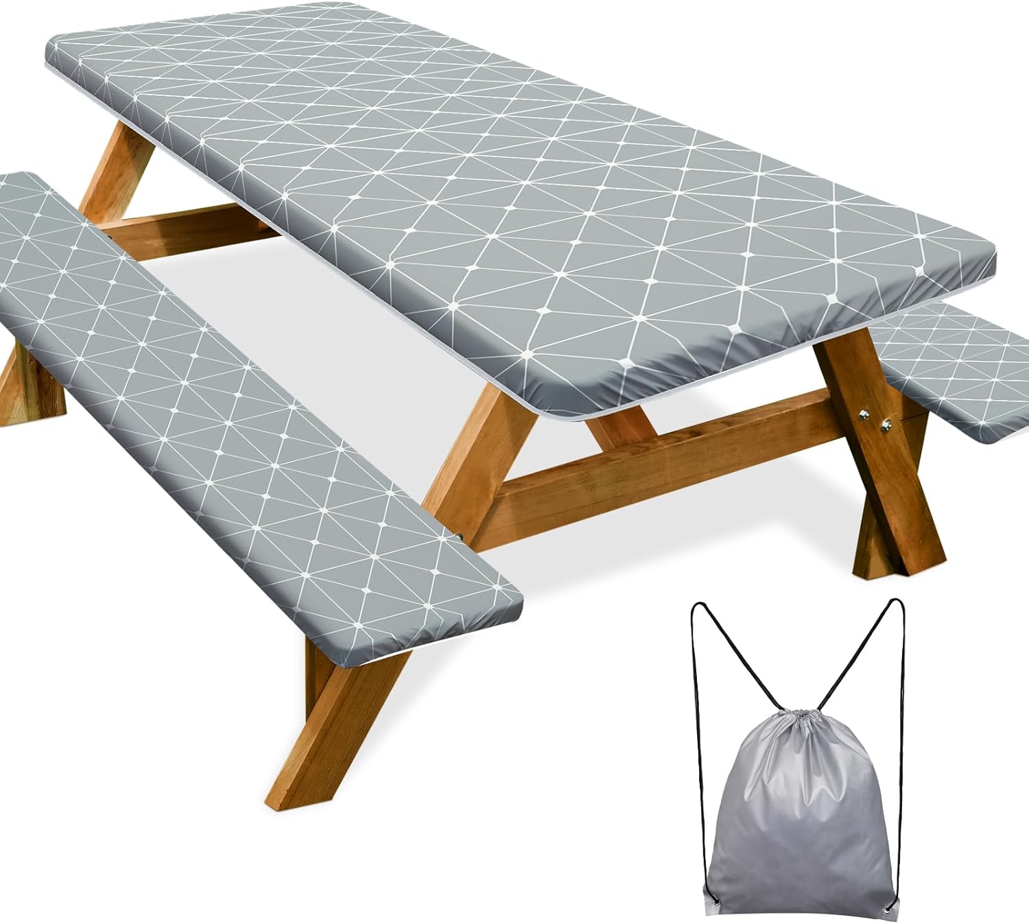 Play Tailor 6FT Picnic Table Cover with Bench Covers Set Grey
