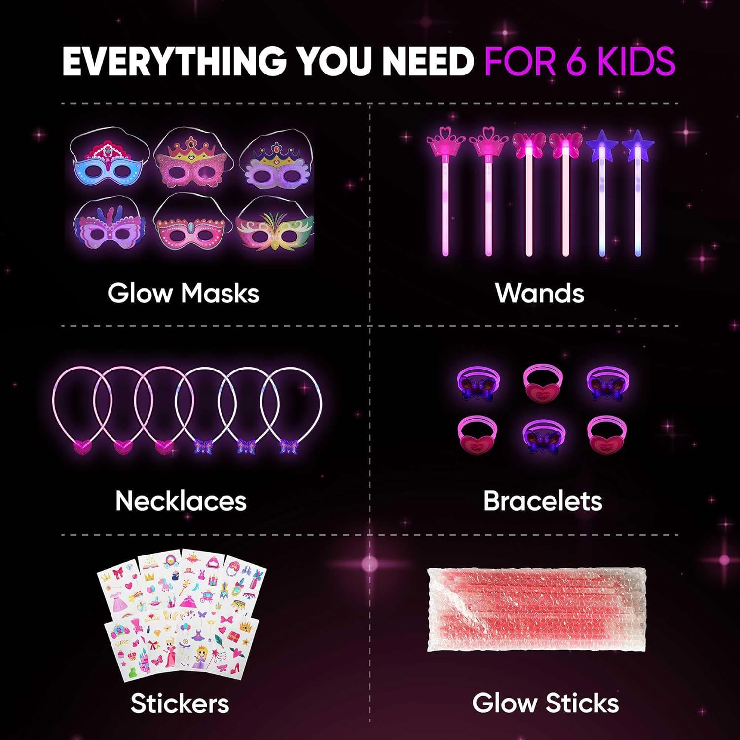 GLO-X Princess Glow Party Pack 176 PCS