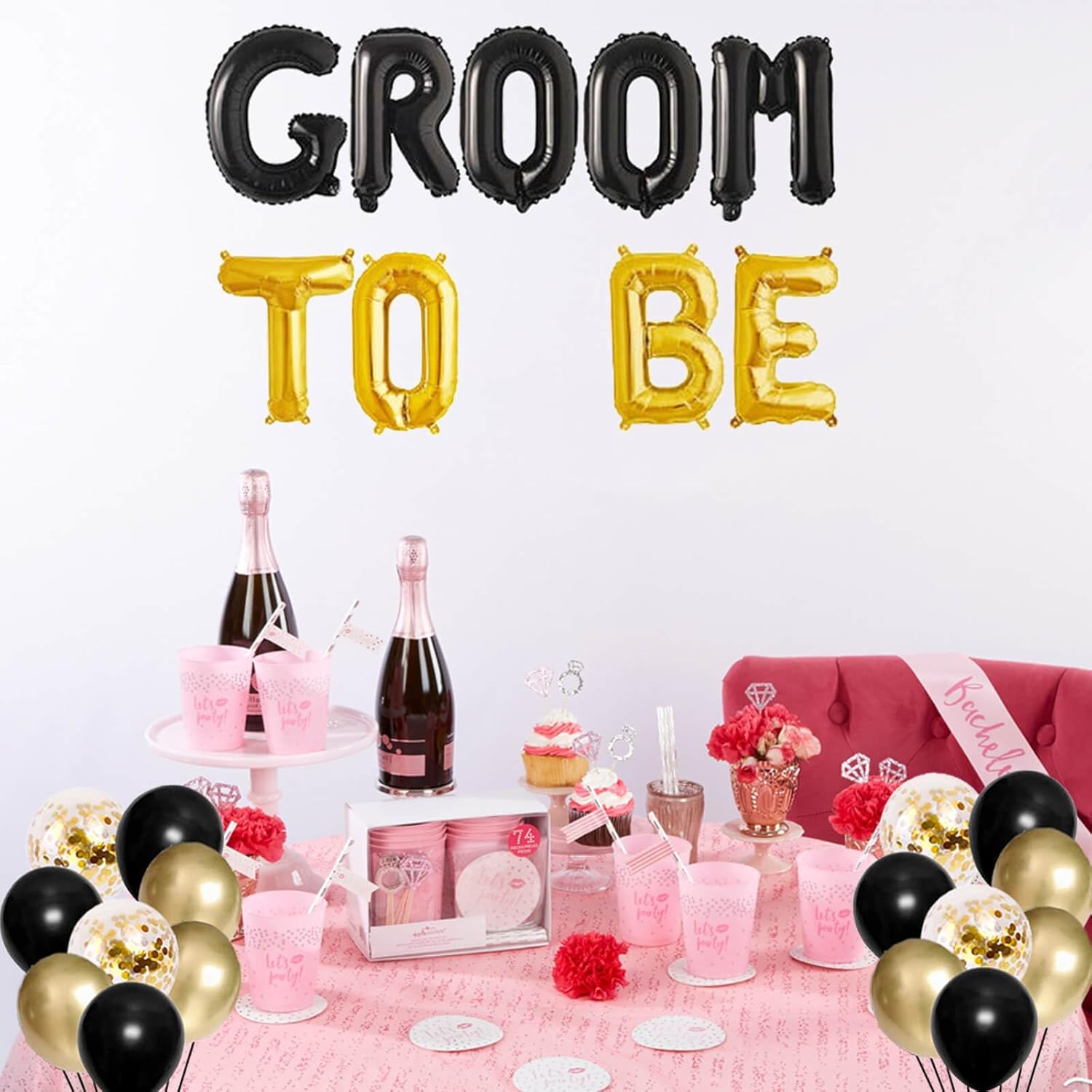 Groom To Be Balloons Gold Black Bachelor Party Decor
