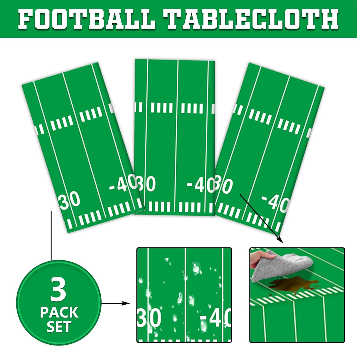 Football Party Decorations 54 X 108 Inch Tablecloth 3 Pack