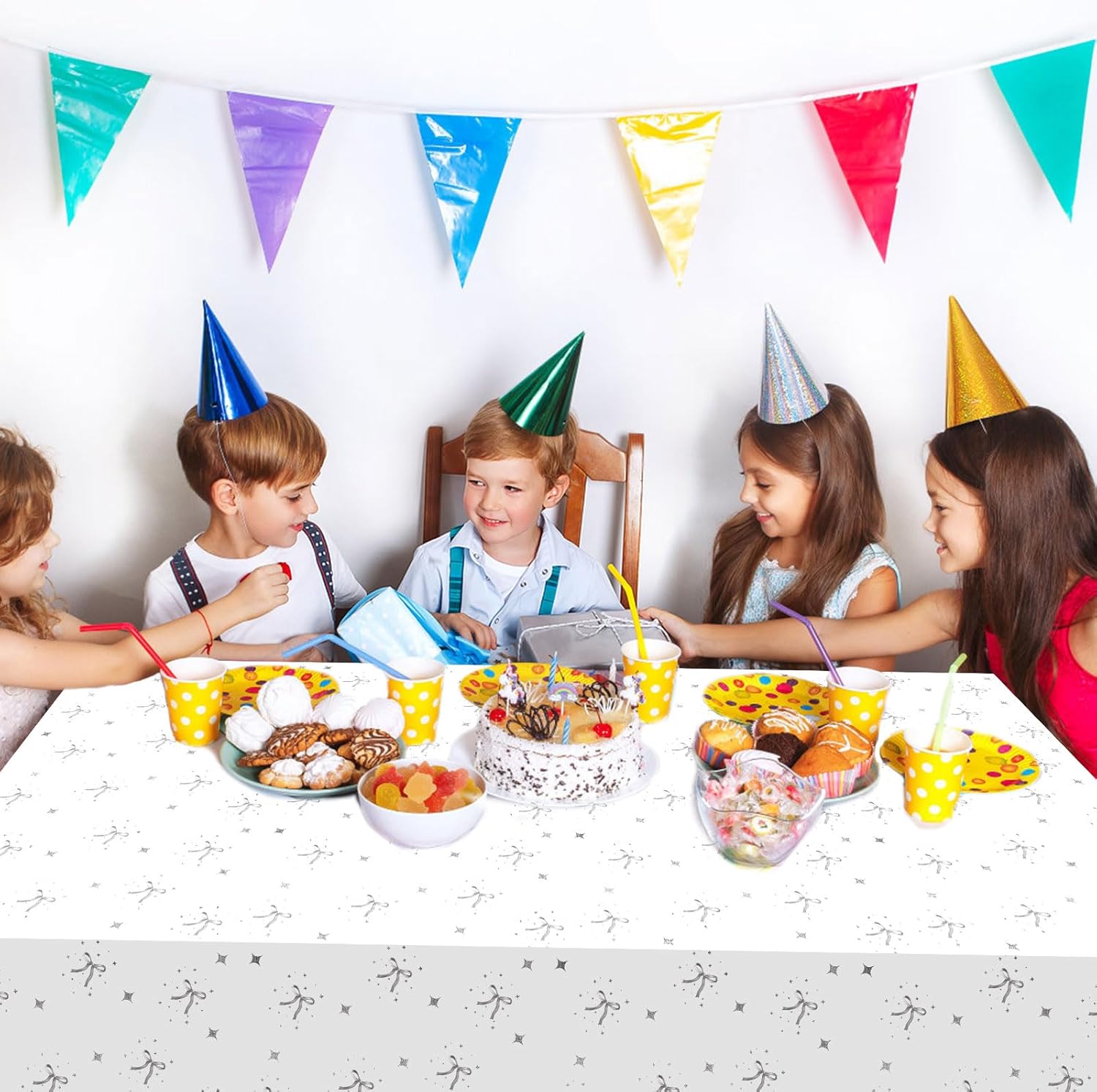 2pcs Black Bow Tablecloth for Birthday Decor