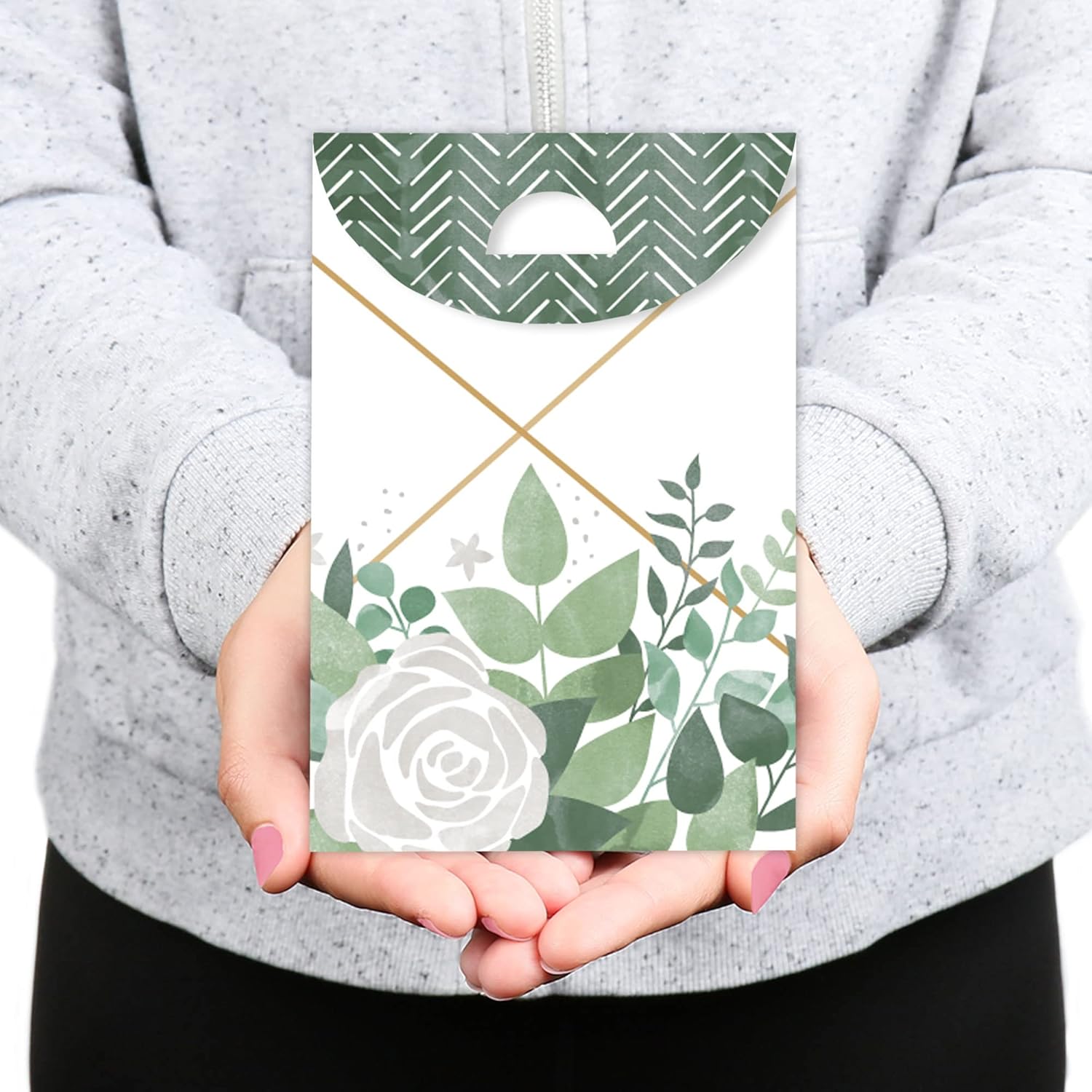 Boho Botanical Greenery Gift Favor Bag Set of 12