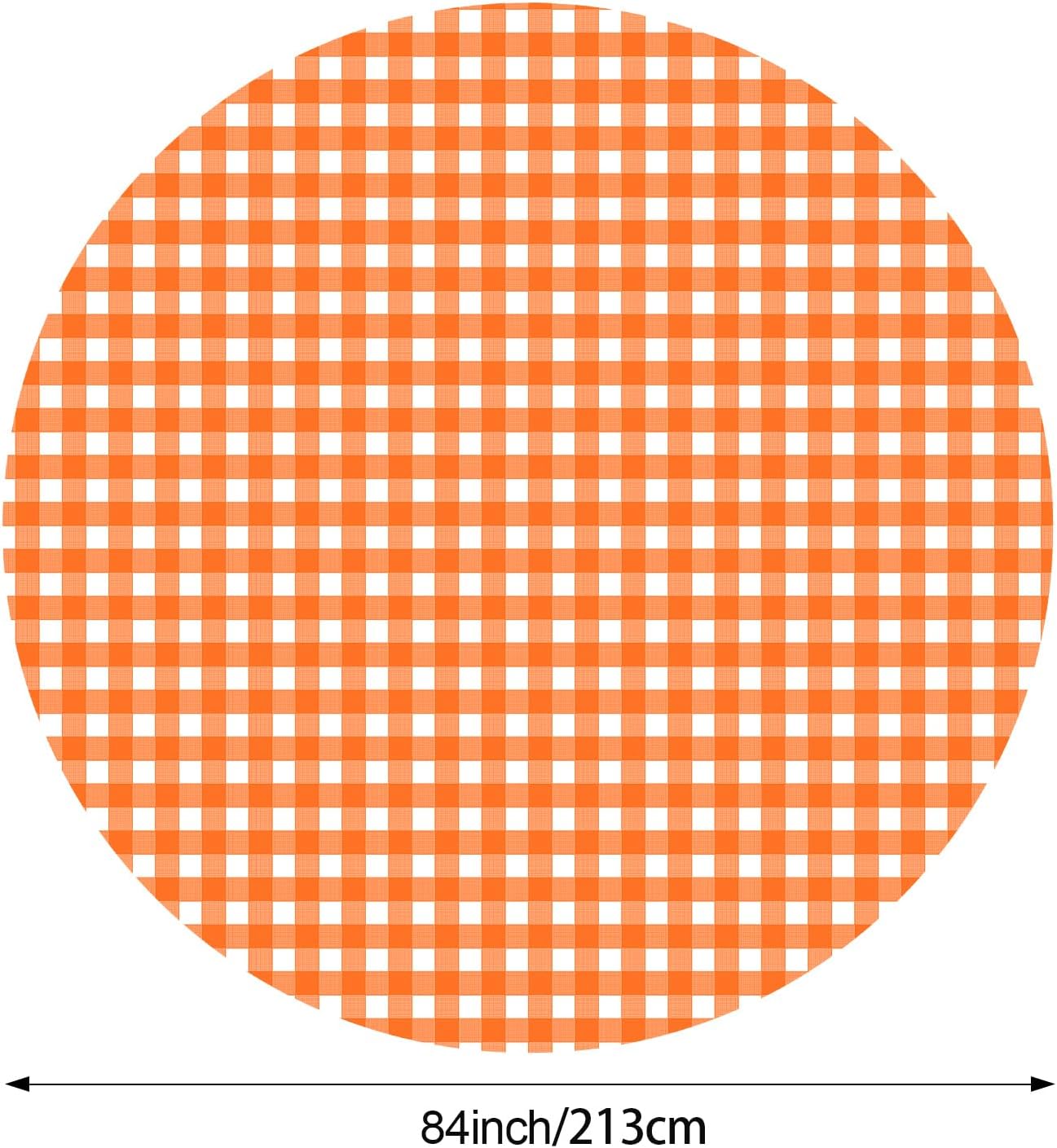 Disposable Checkered Round Table Cover 84 Gingham Plaid Tablecloth 12 Pack