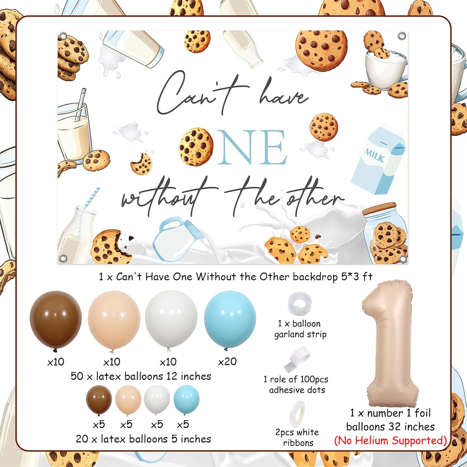 Funmemoir Twins 1st Birthday Balloon Decorations Set
