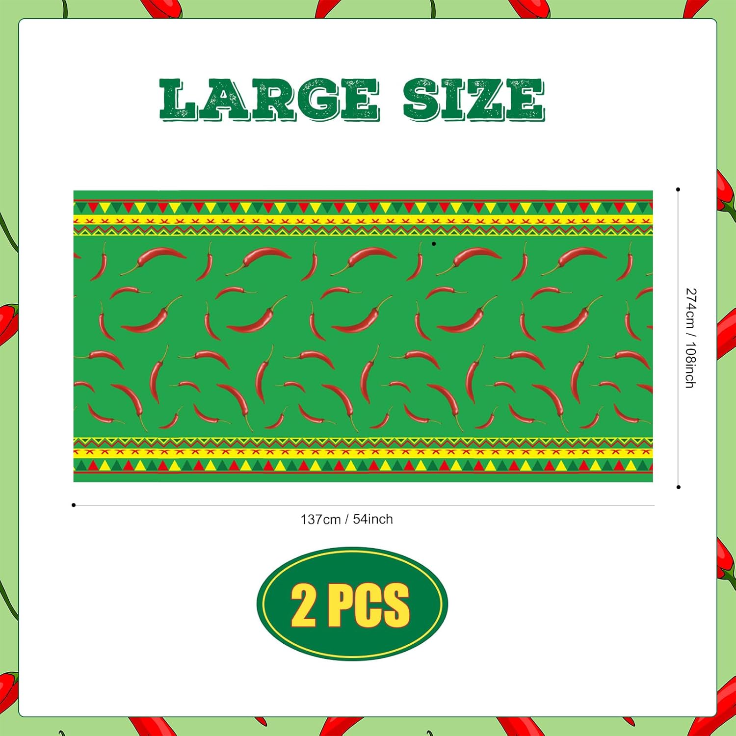 2 Pcs Chili Pepper Tablecovers Cinco De Mayo Decorations