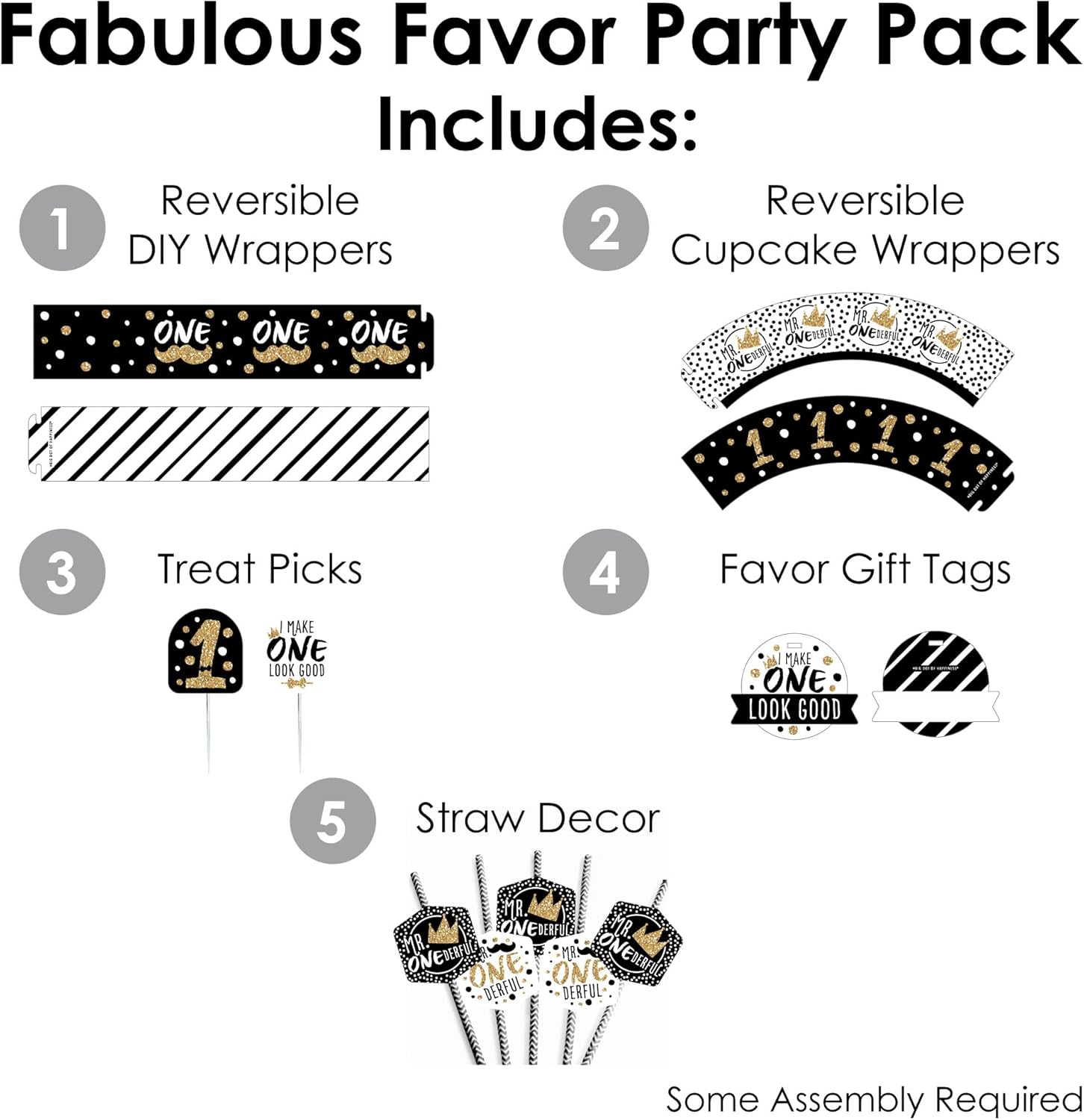 Big Dot of Happiness 1st Birthday Party Favor Kit - 100 Pieces