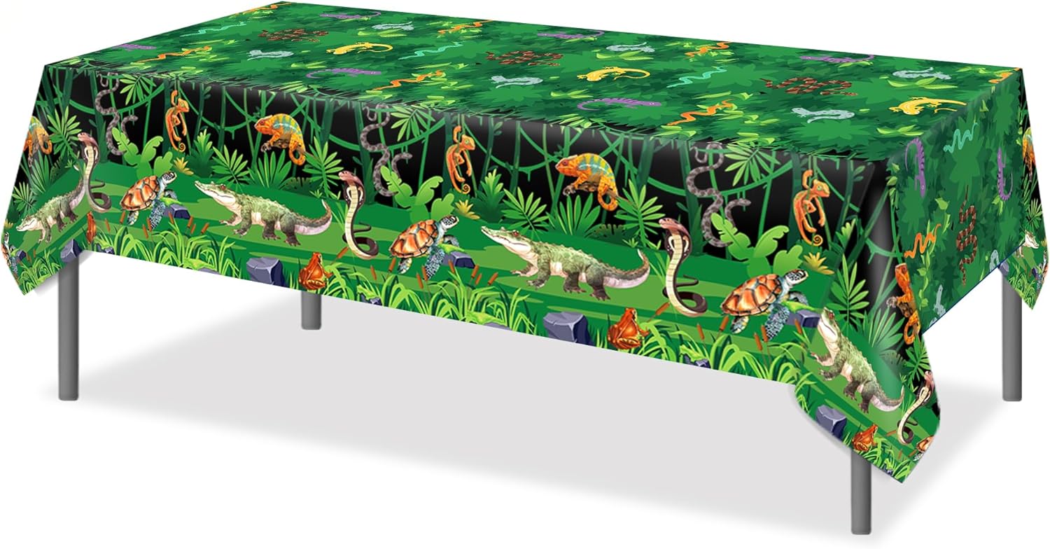 3 Pcs Reptile Swamp Tablecloth for Birthday Party Decor
