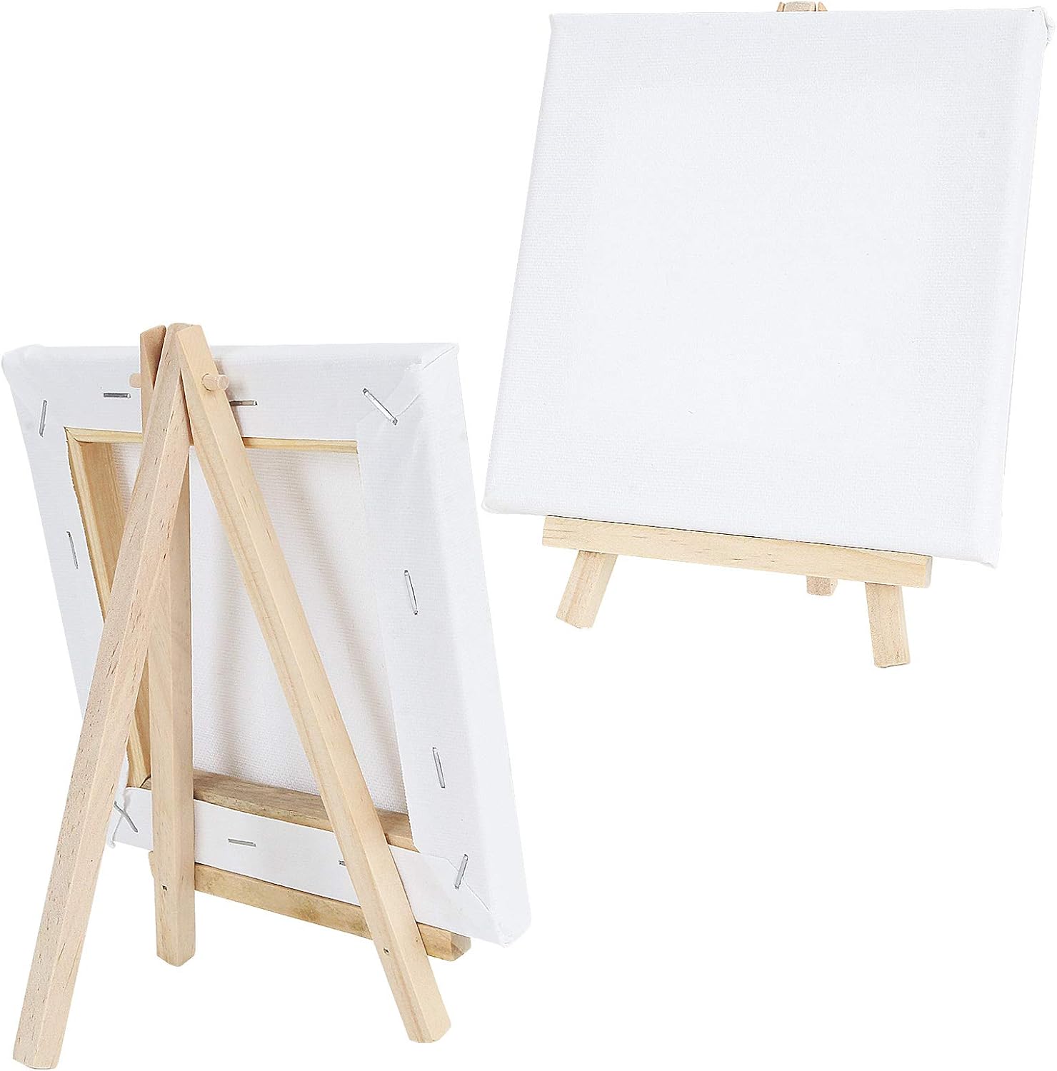 6x6 Inch Mini Canvas Panels Set with Easel Holders