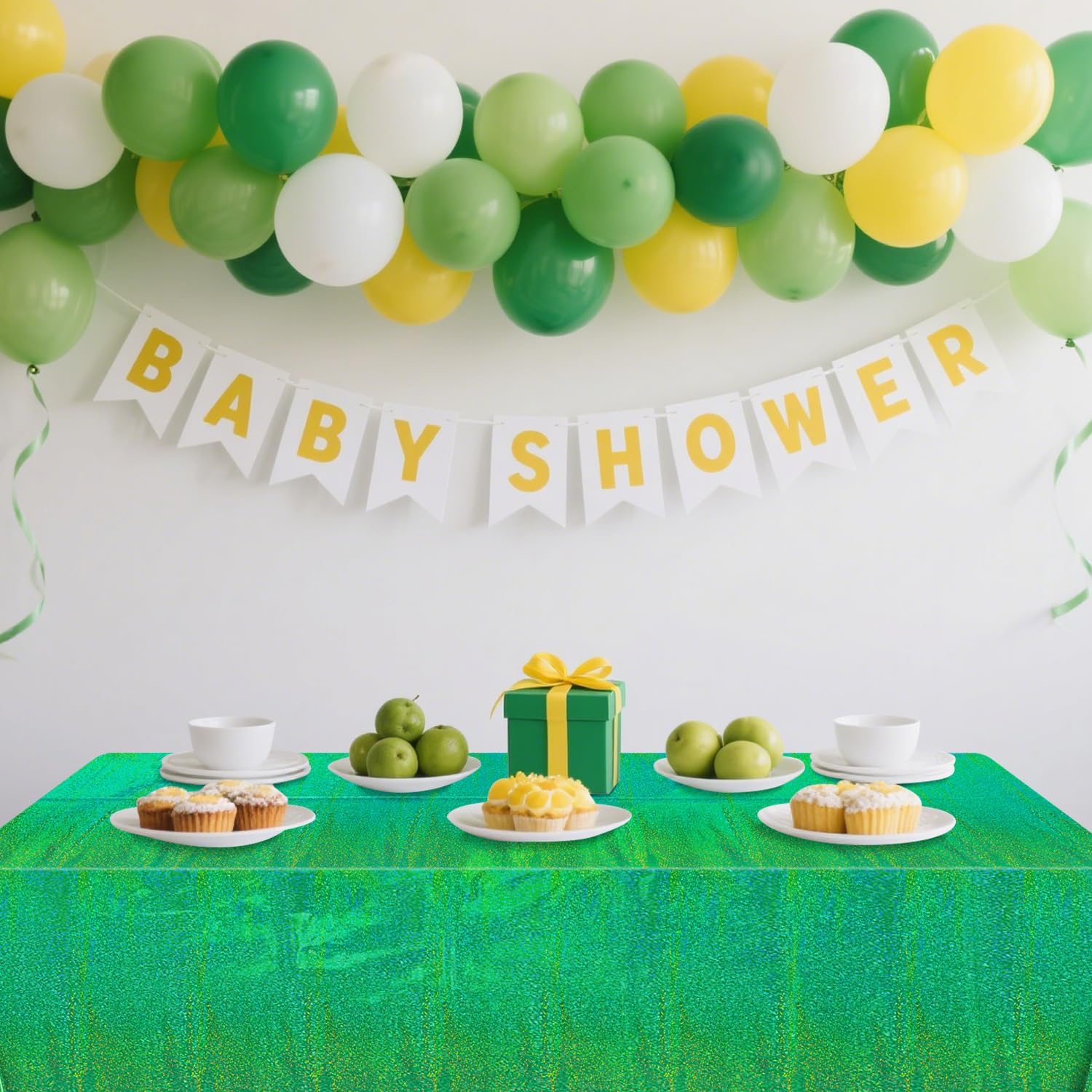 4Pcs Green Holographic Tablecloths for Parties and Decor