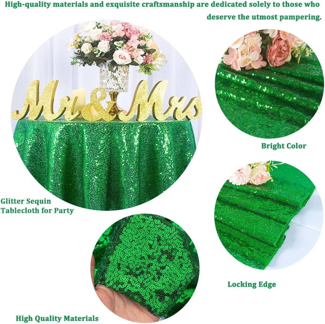 Sparkly Green Sequin Round Tablecloth 50 Inches