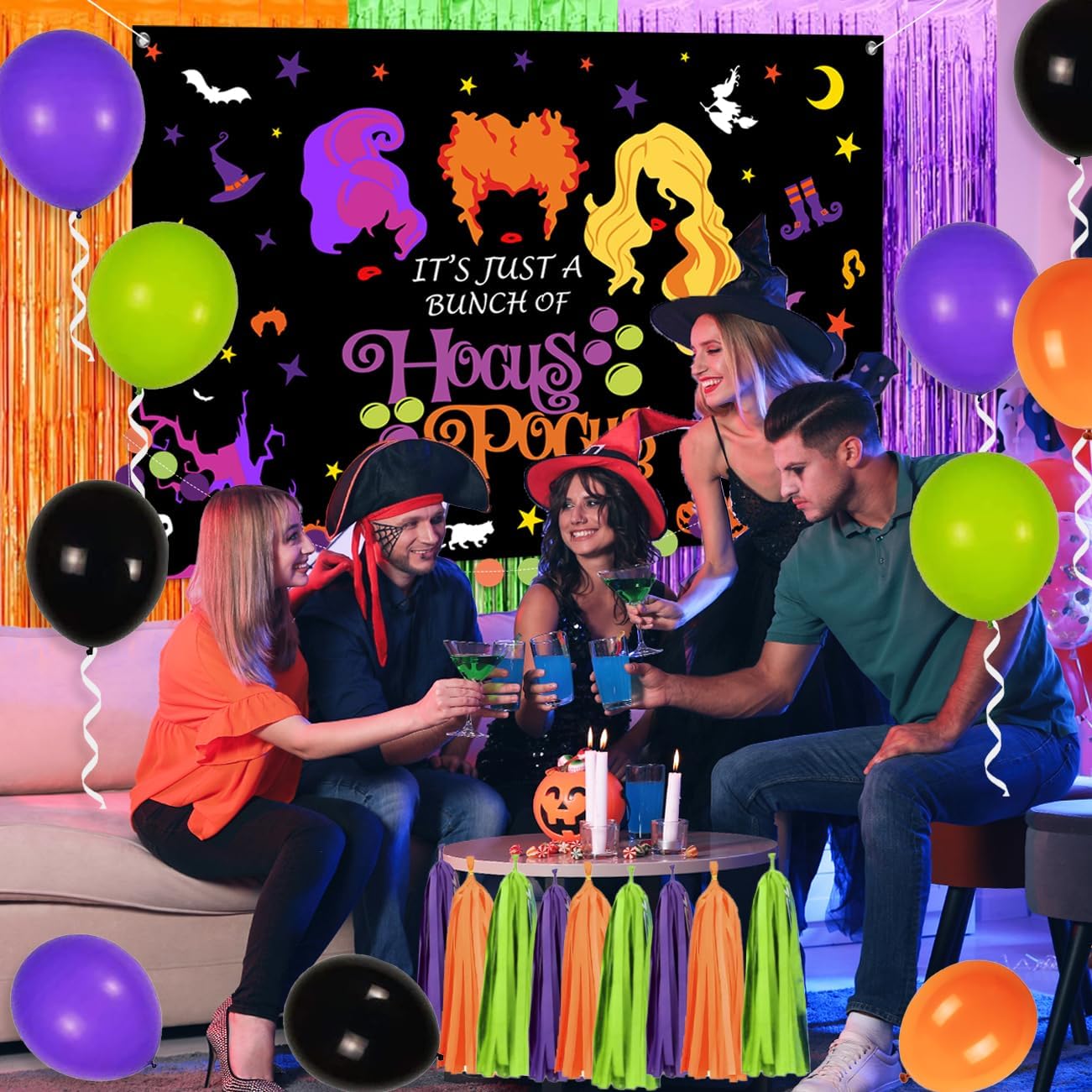 Hocus Pocus Halloween Balloons and Backdrop Decorations