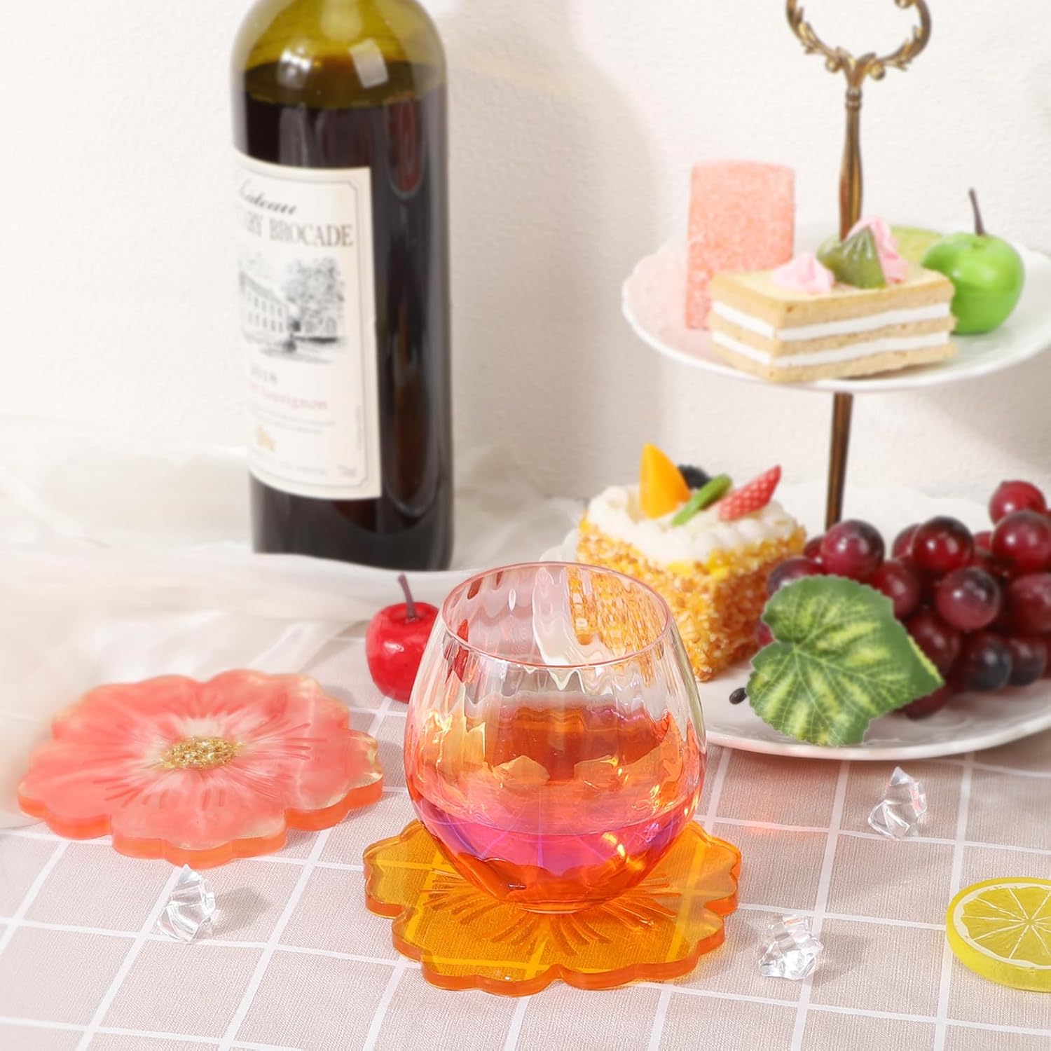 Gartful Flower Resin Coaster Molds 4PCS Set