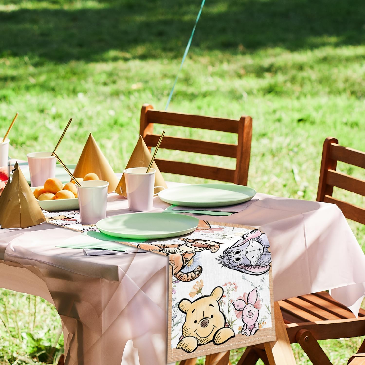 Winnie Baby Shower Tablecloth for Kids Birthday Party