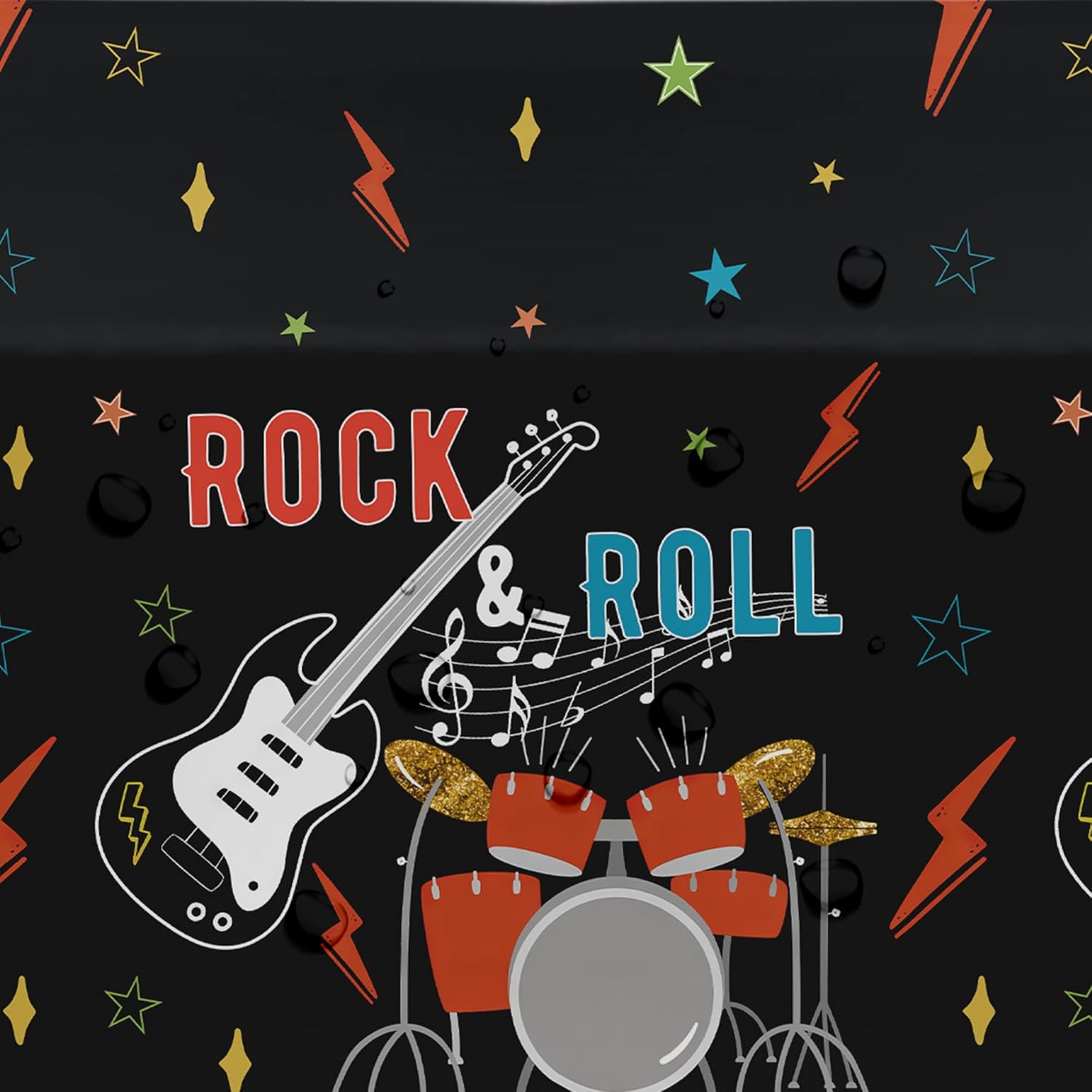 Rock and Roll Party Decorations Tablecloth 3pcs