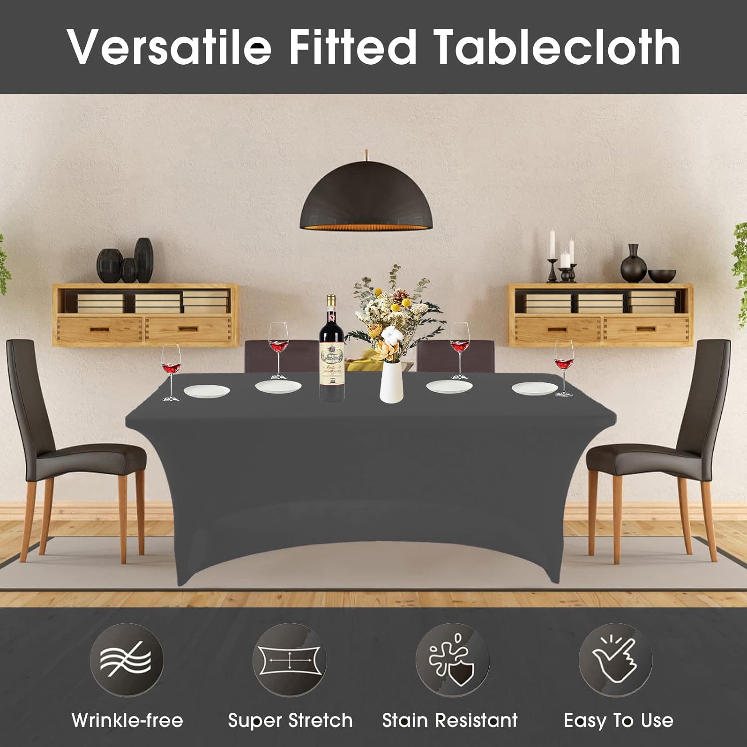 SweetEasy 8FT Stretch Spandex Table Cover Pack of 2