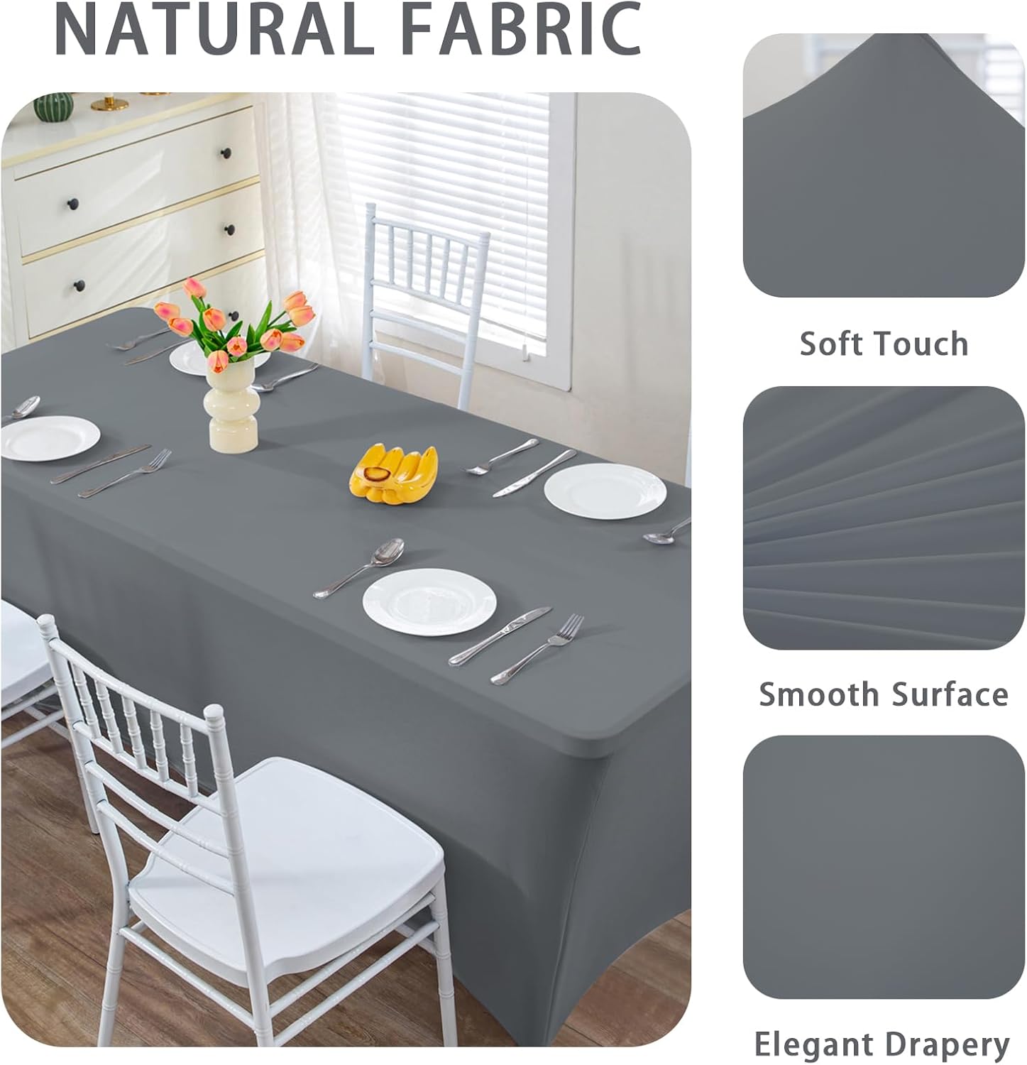 HZDHCLH Spandex Tablecloth 2 Pack 6FT Elastic Fitted Protector